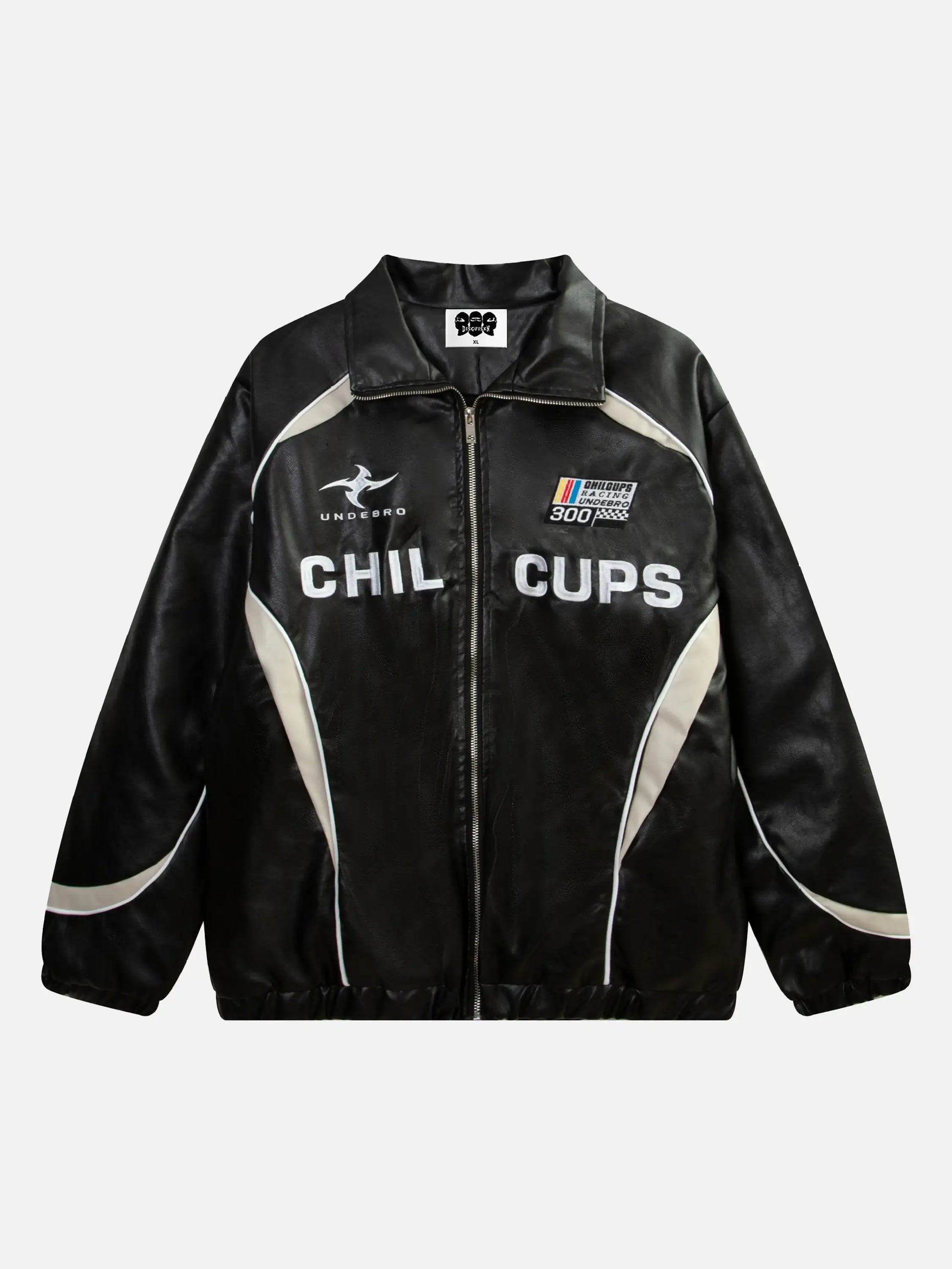 Disguisen Street Embroidery PU Leather Racing Jacket