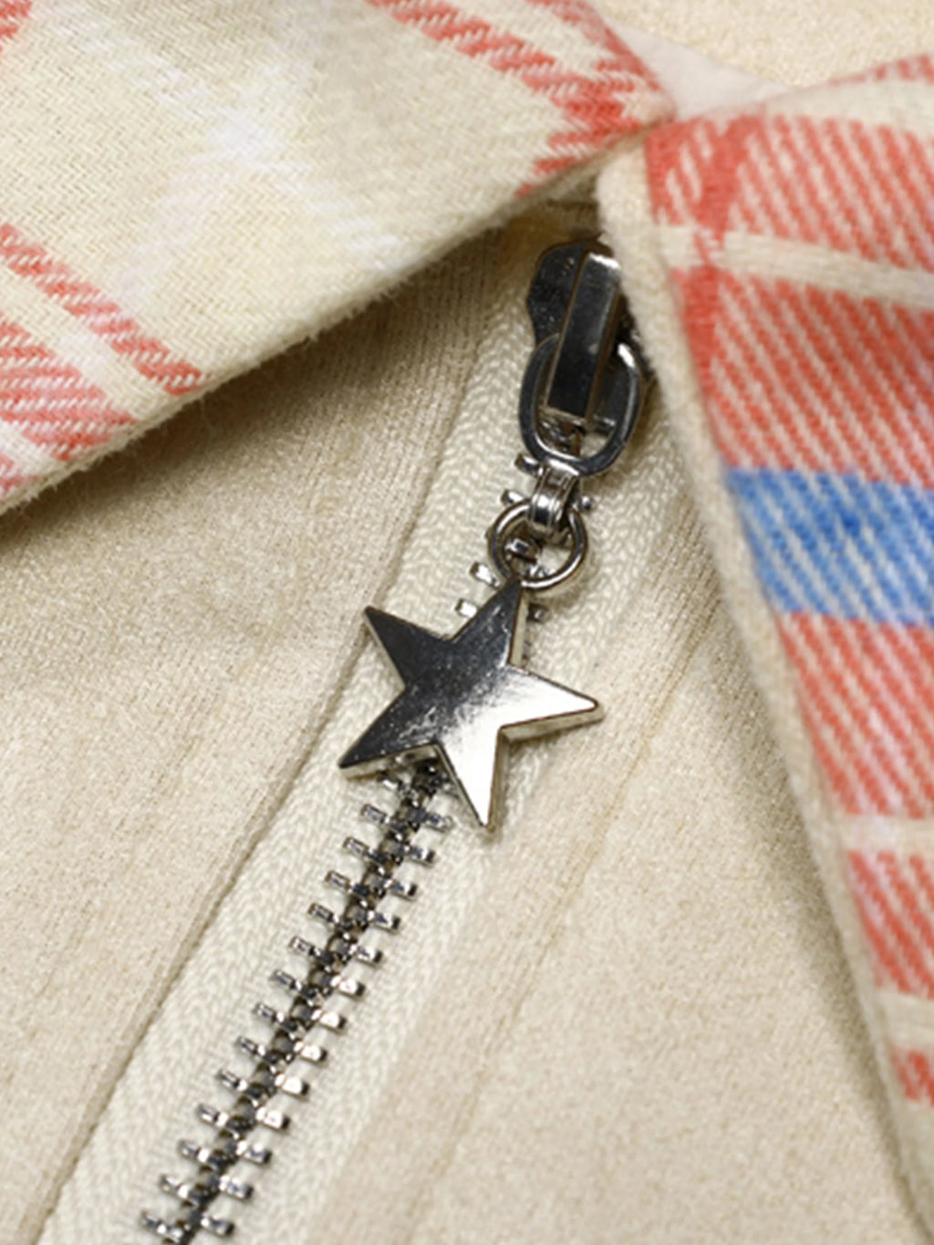 Star Embroidered Plaid Lapel Jacket