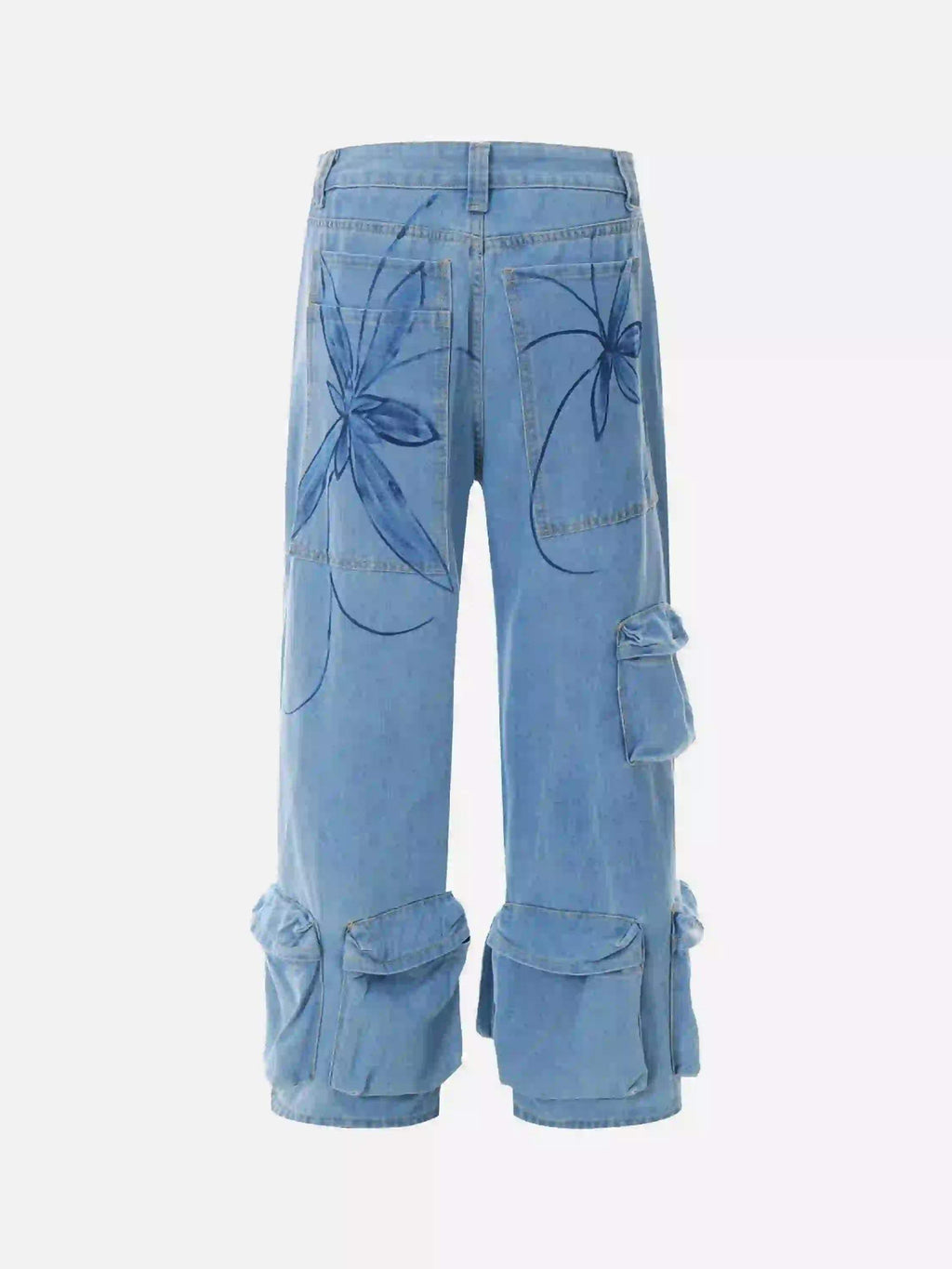 Disguisen Street Hand-Painted Graffiti Wide-Leg Jeans