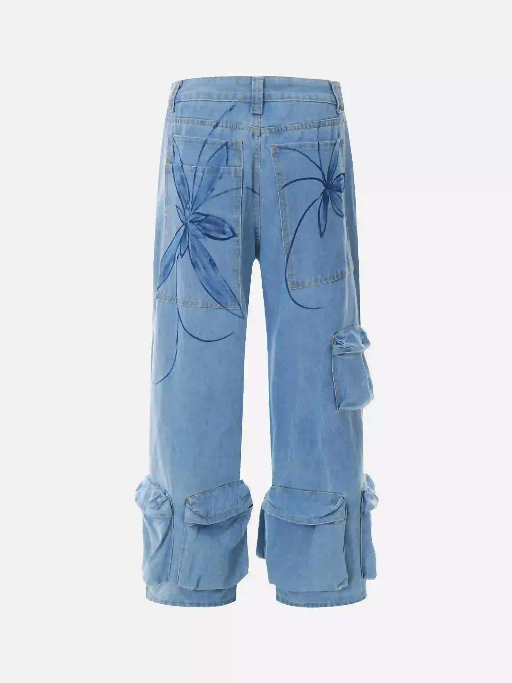 Disguisen Street Hand-Painted Graffiti Wide-Leg Jeans
