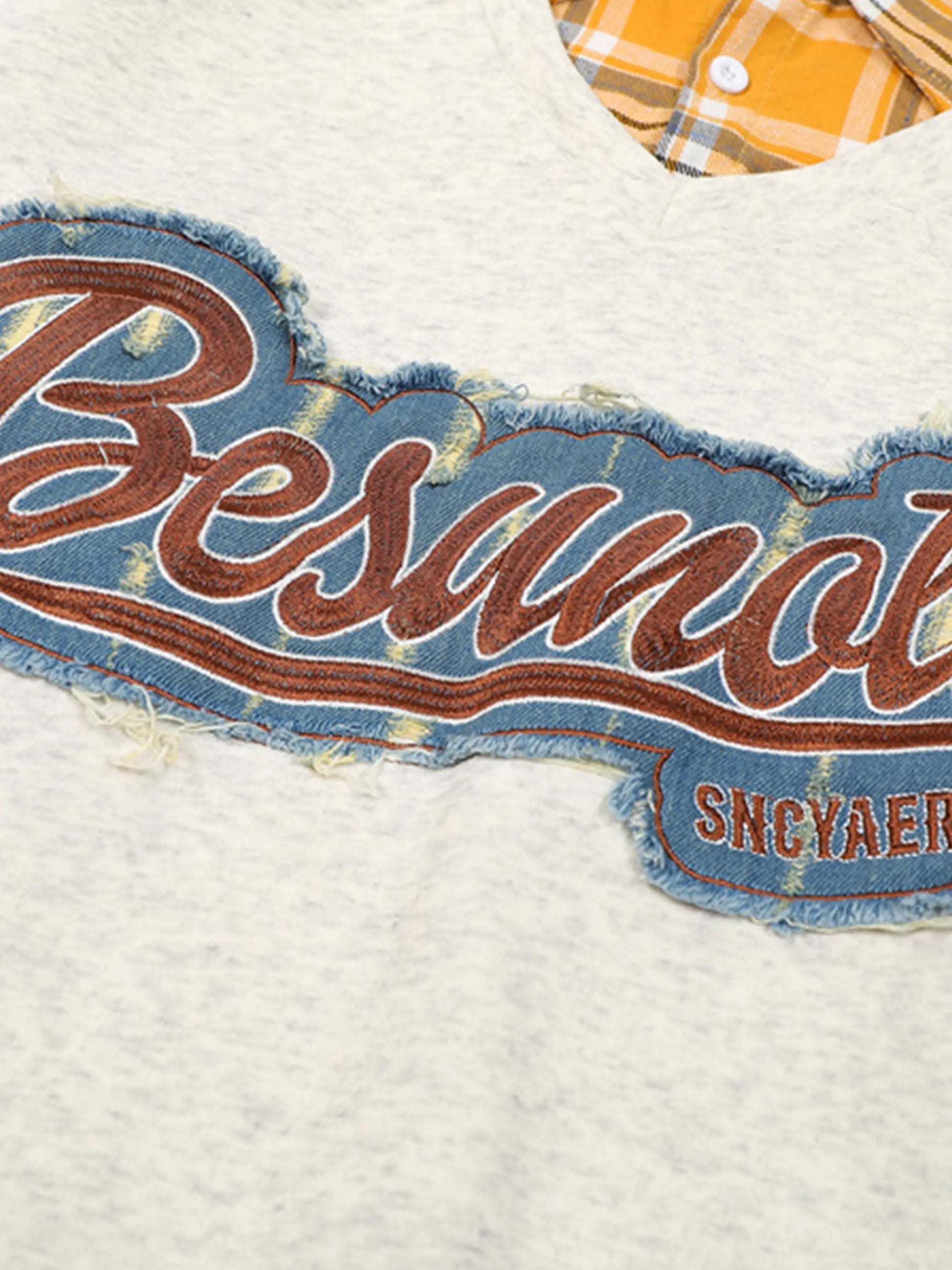 Preppy Style Fake-two Piece Plaid Sweatshirt