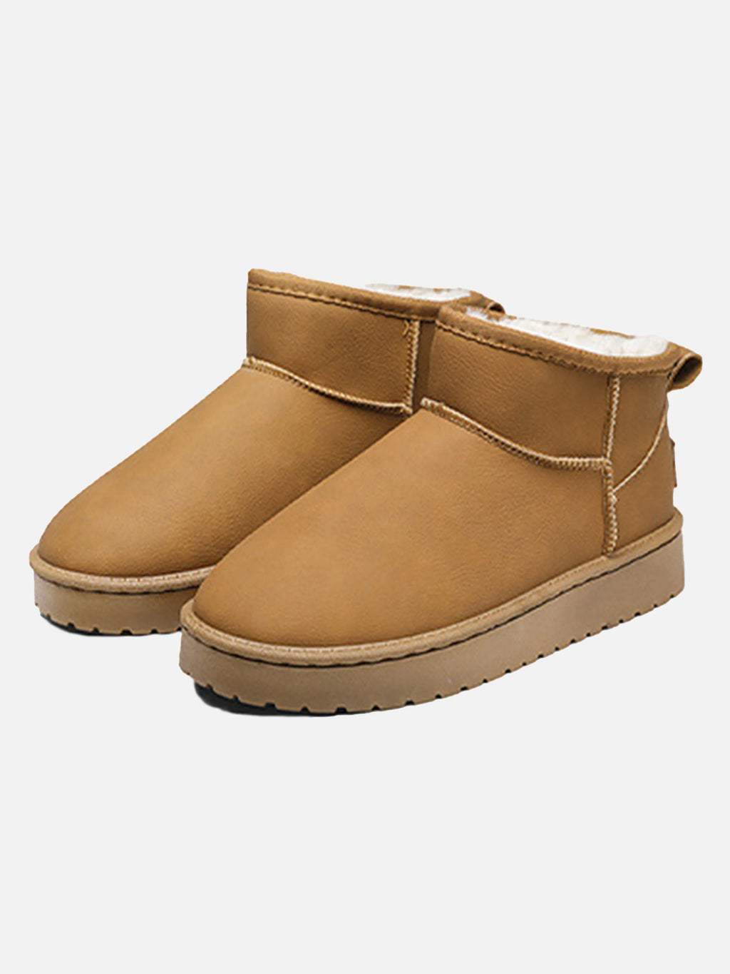 Solid Color Low-top Furry Chunky Boots