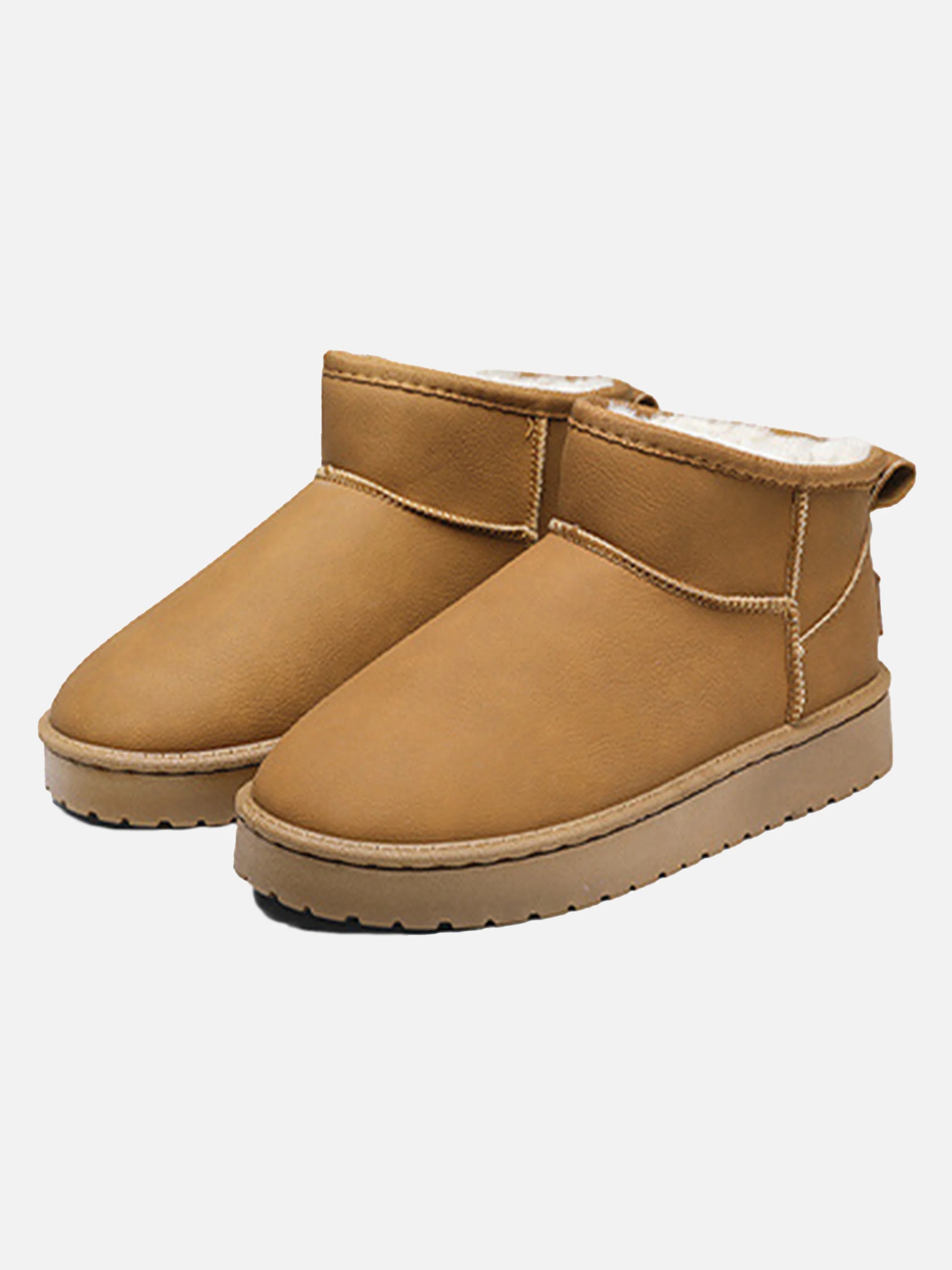 Solid Color Low-top Furry Chunky Boots