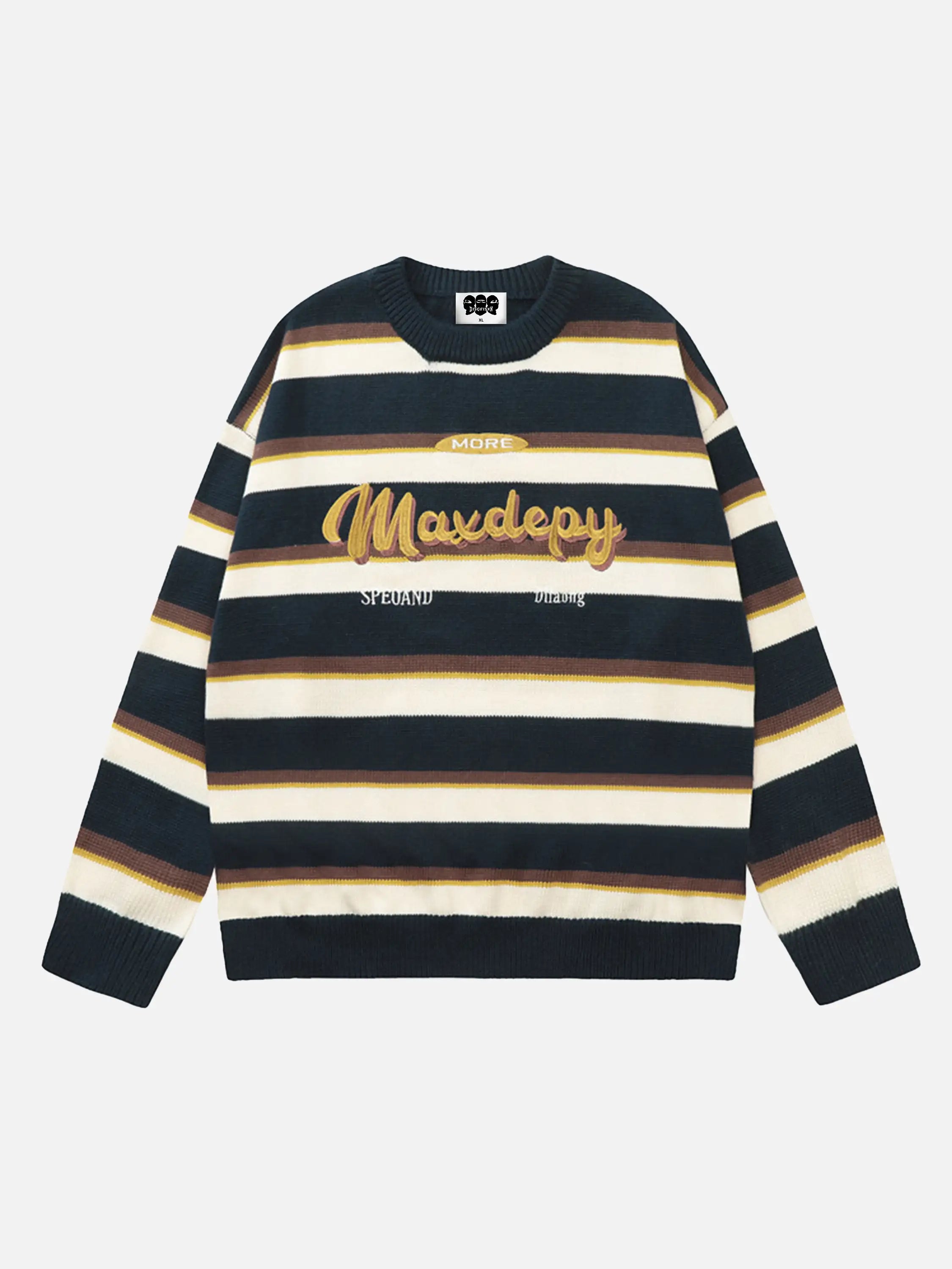 Vintage Embroidered Striped Sweater
