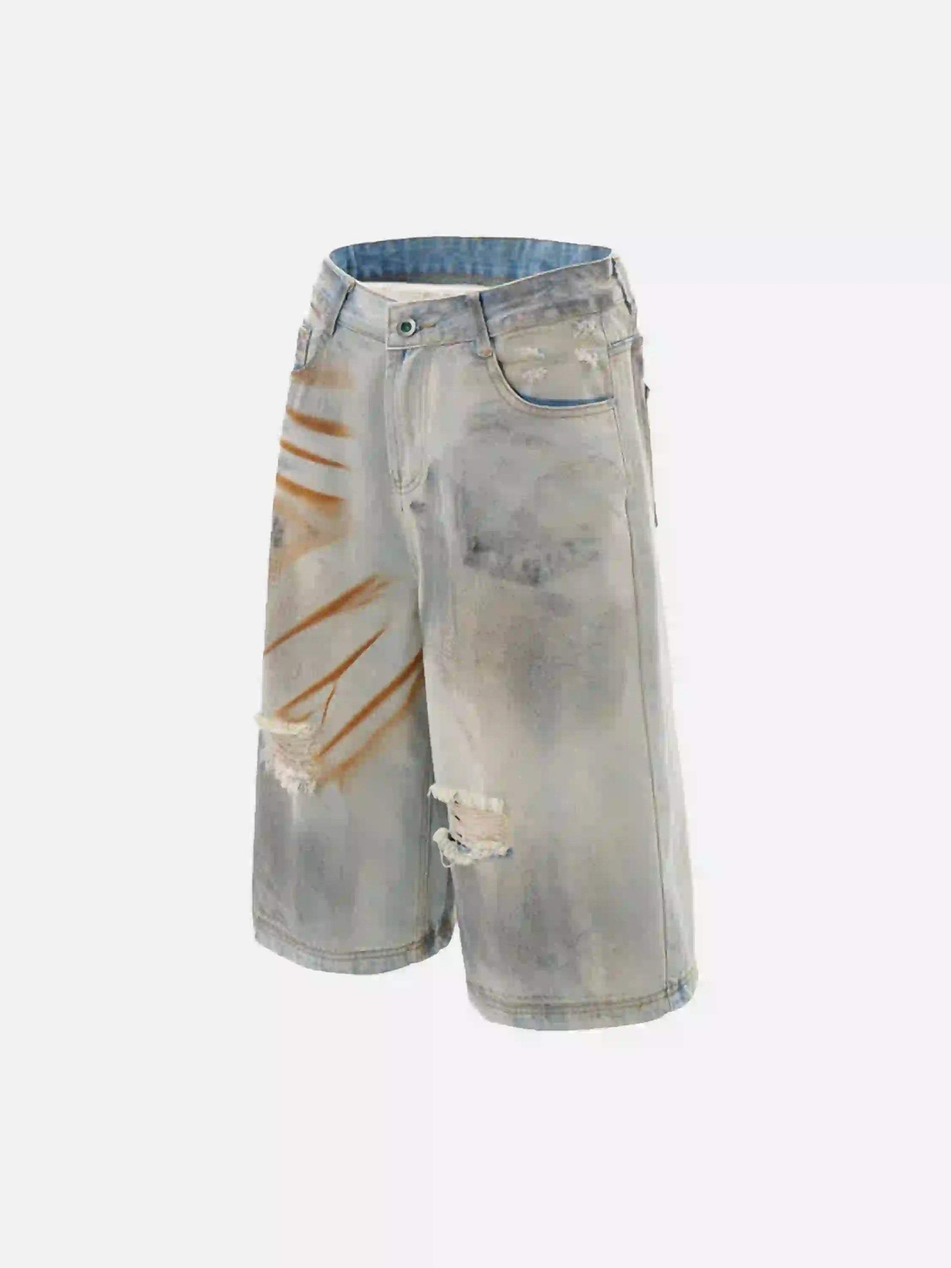 Disguisen High Street Yellow Mud Dyed Denim Shorts