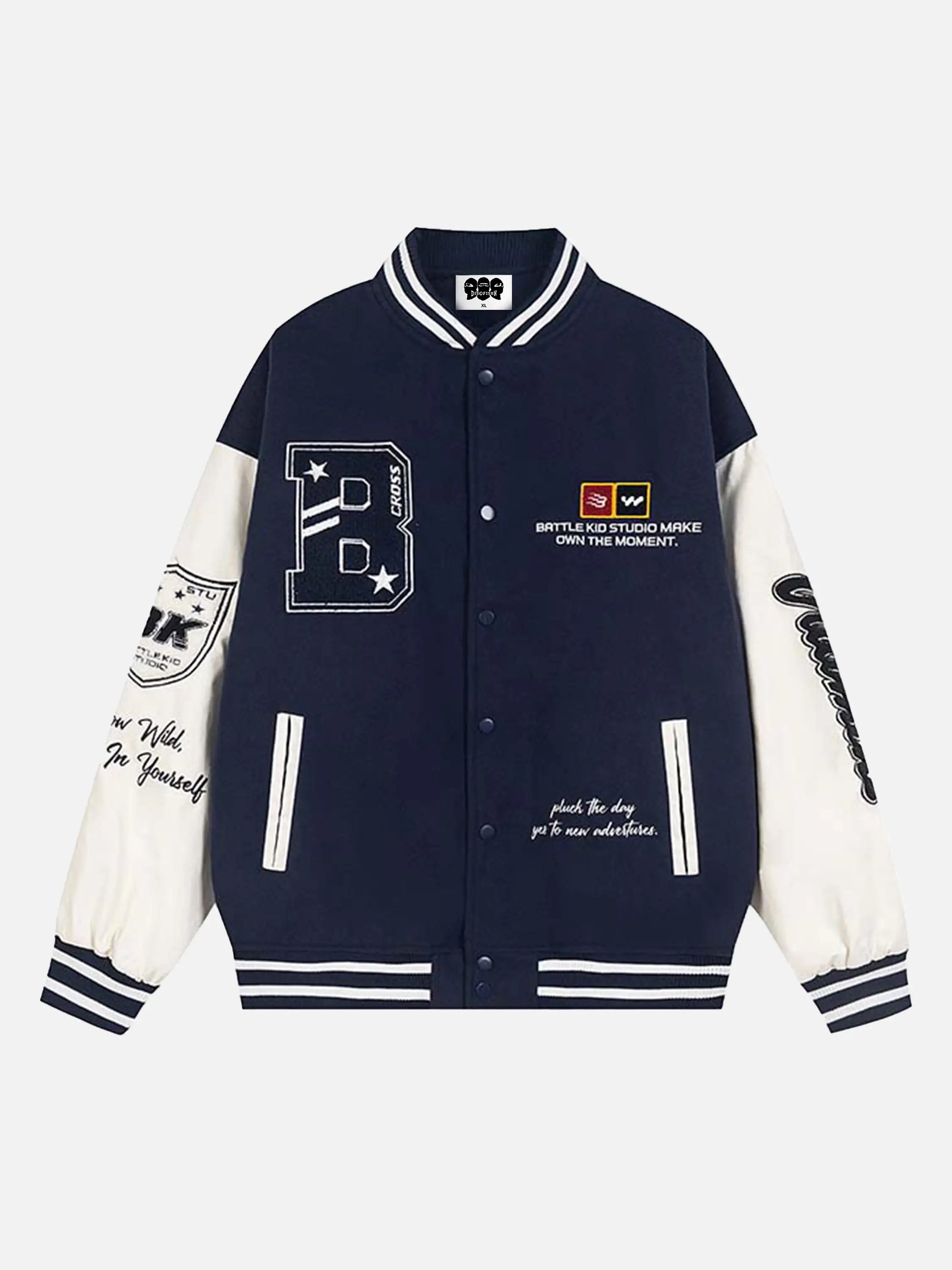Vintage Contrast Color Towel Embroidered Baseball Jacket