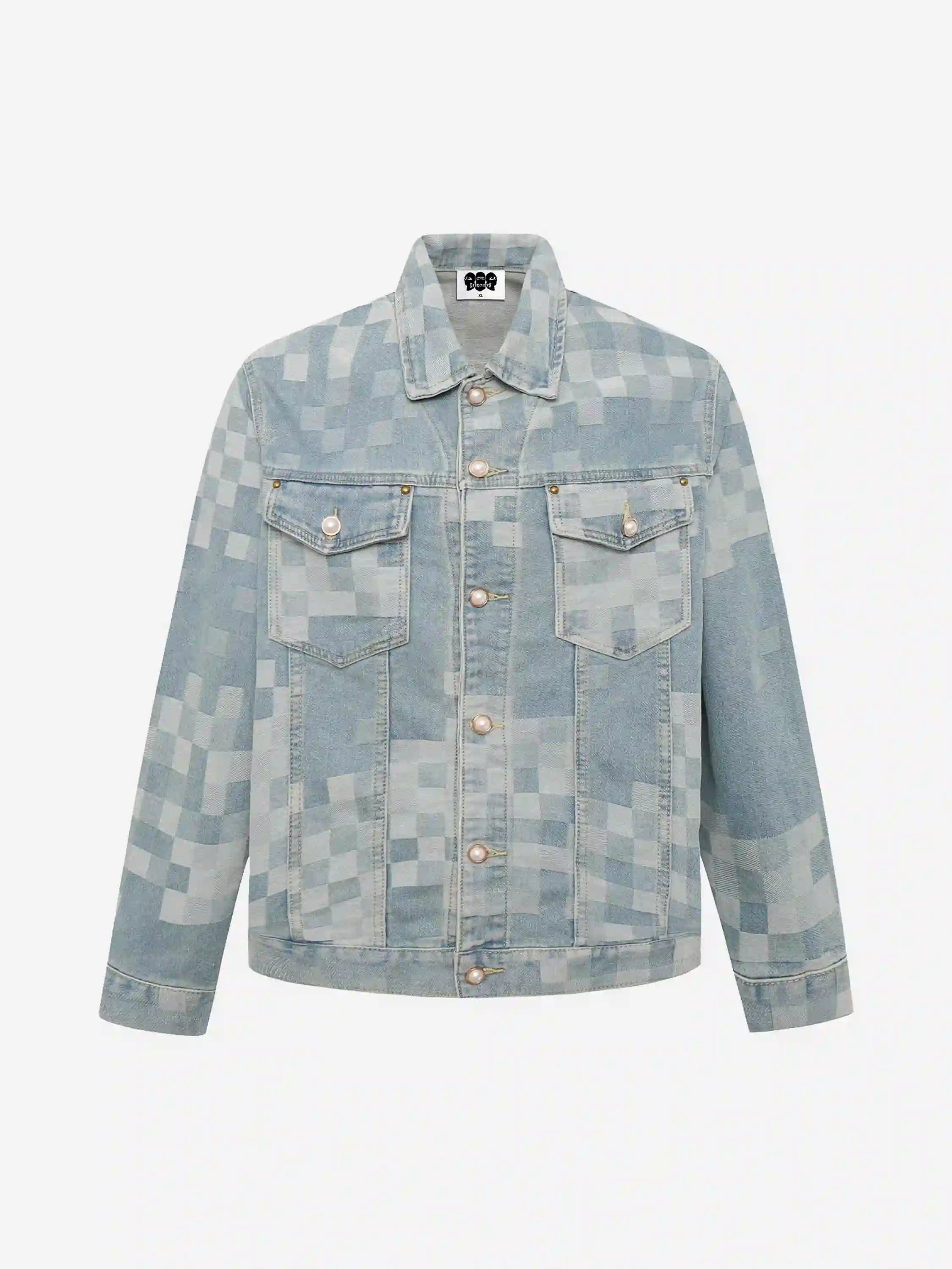 Disguisen Plaid Pearl Button Denim Jacket