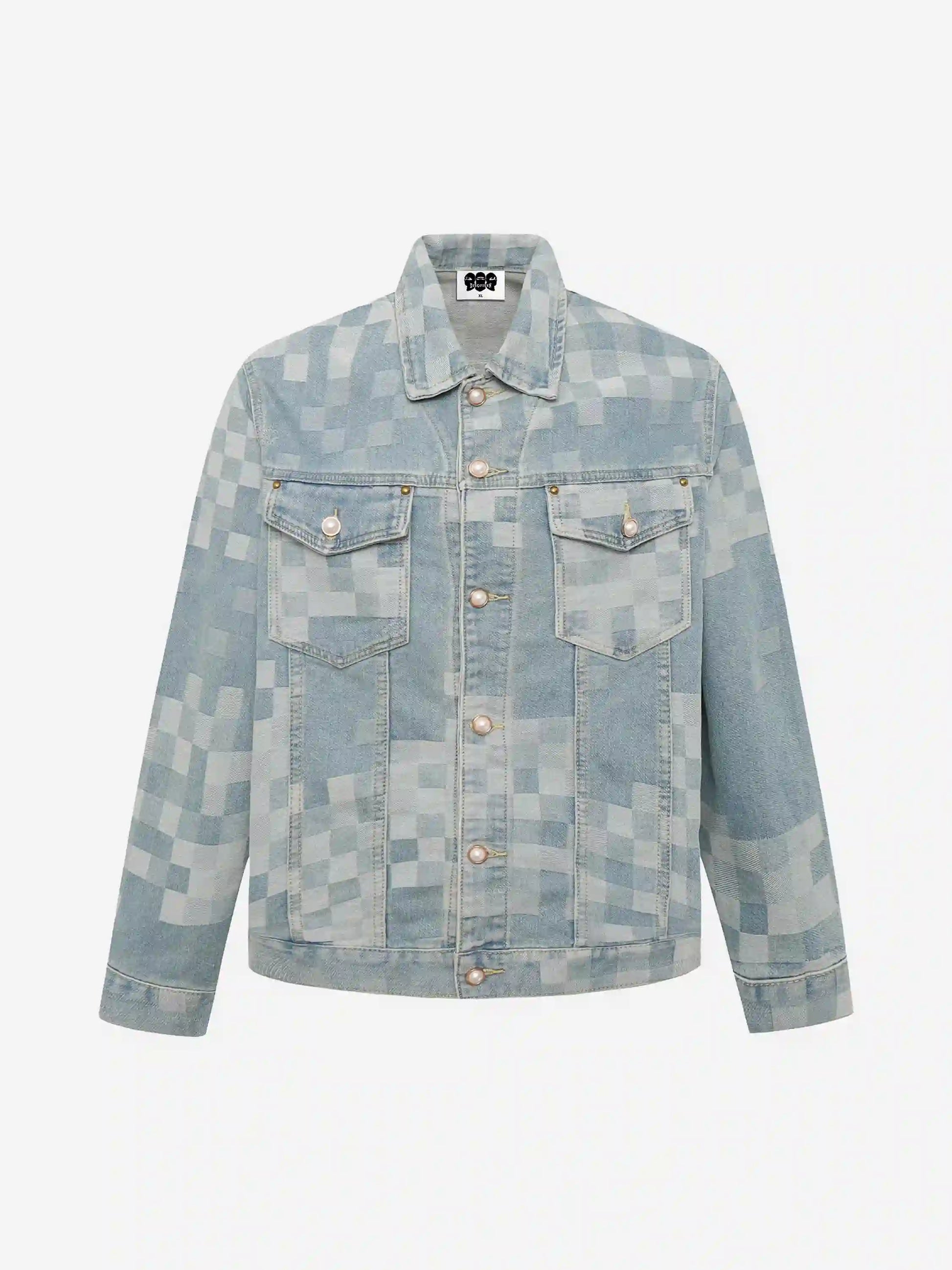Disguisen Plaid Pearl Button Denim Jacket