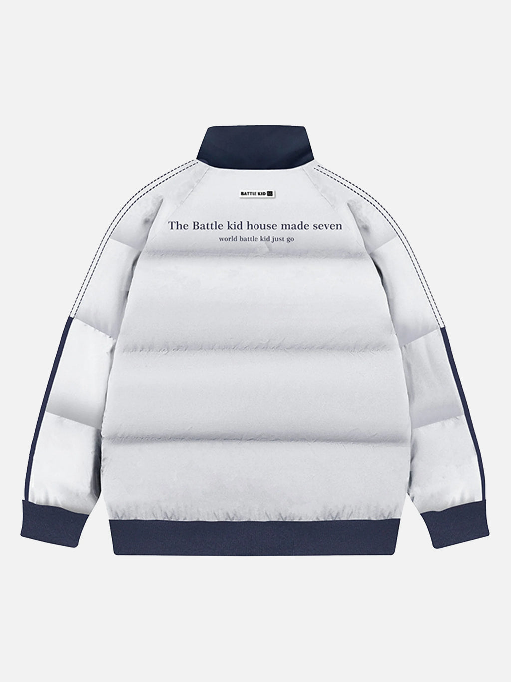 Colorblock Striped Stand Collar Coat