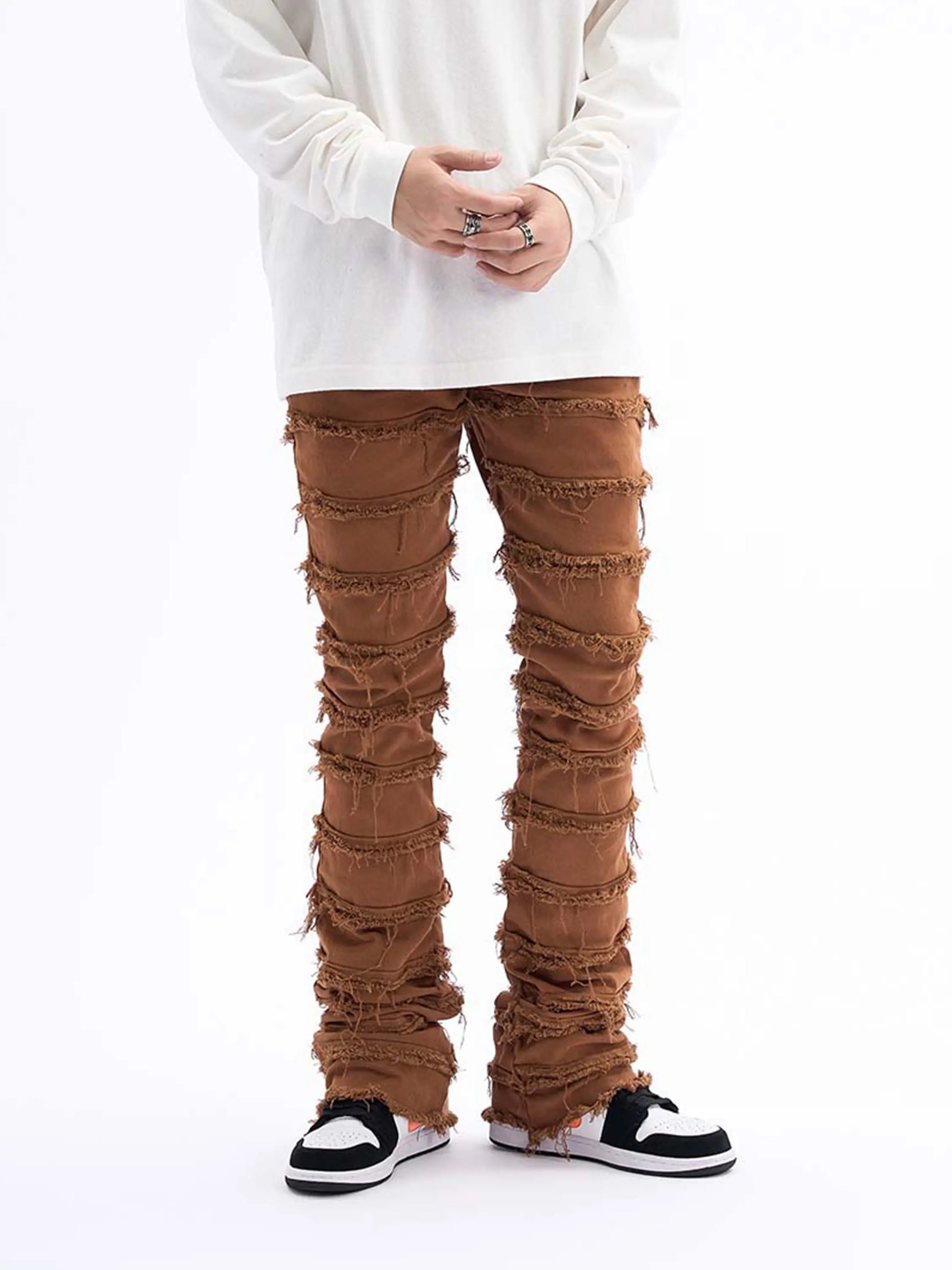 Vintage Layered Raw Edge Slim Jeans