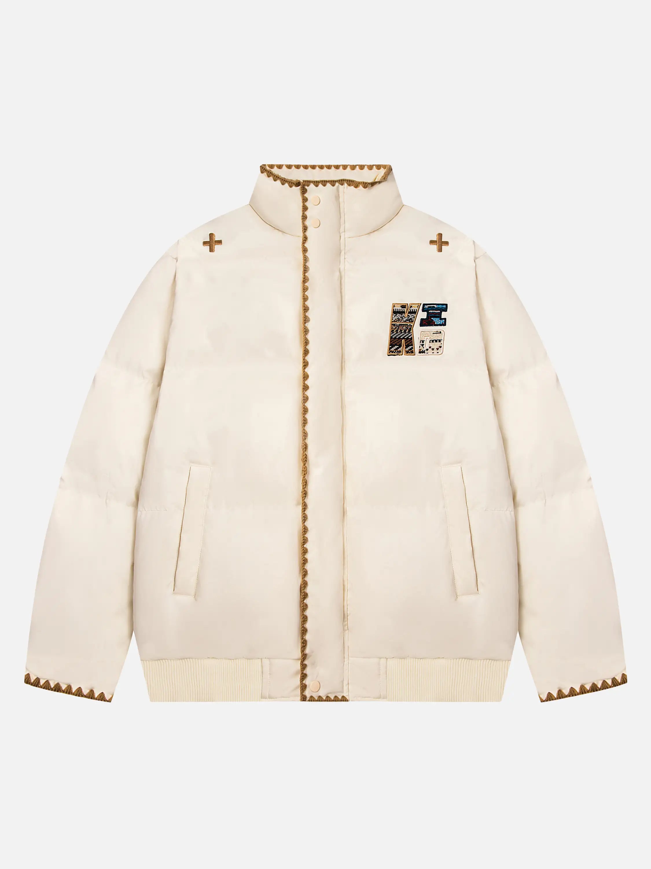 Pixel Embroidery Stand-collar Coat