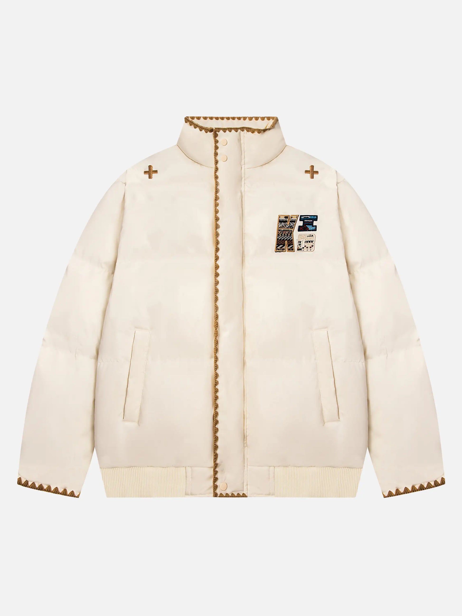 Pixel Embroidery Stand-collar Coat