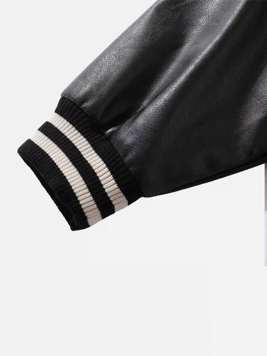 Skull Sickle Embroidered PU Splicing Jacket