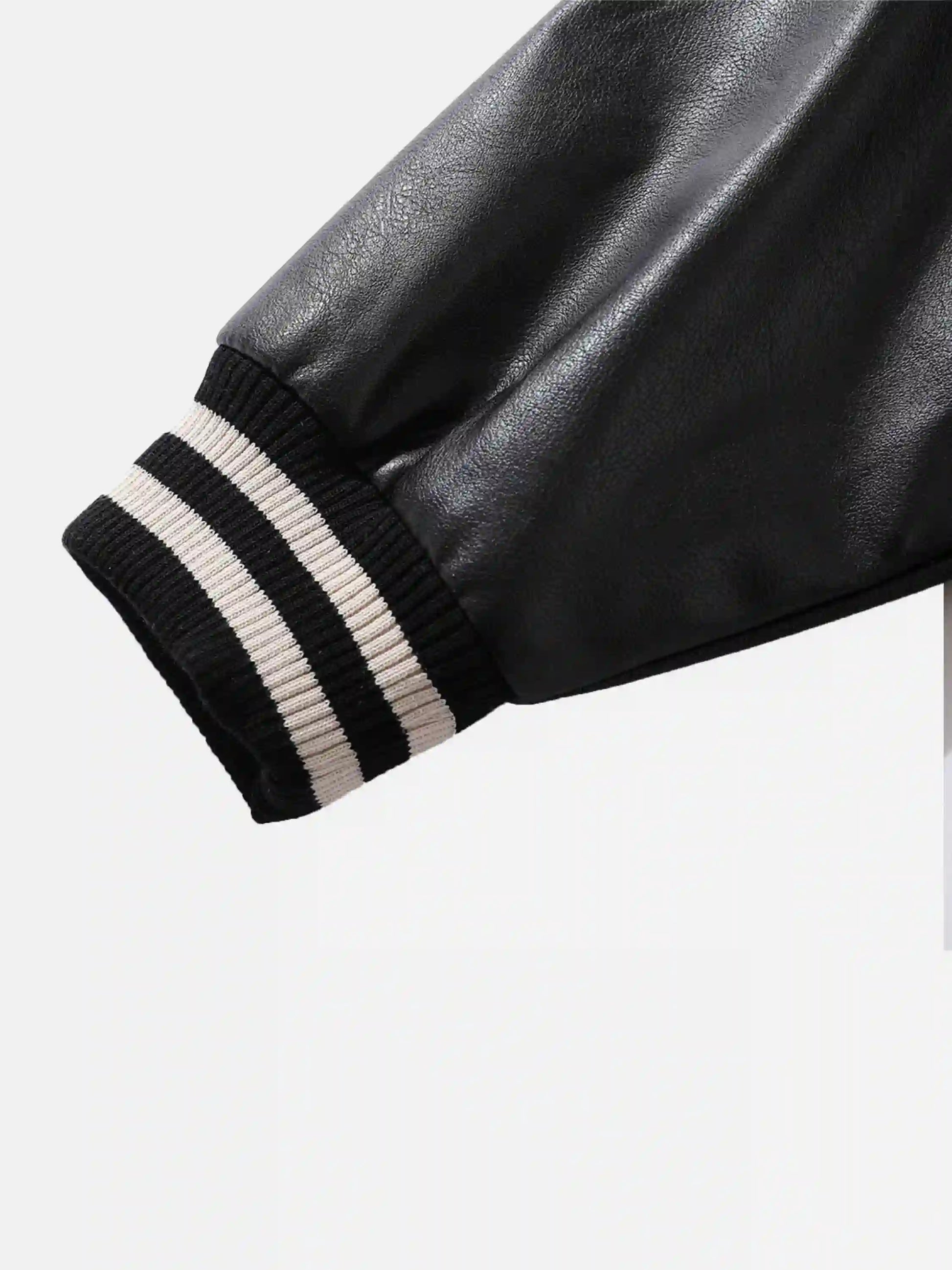 Skull Sickle Embroidered PU Splicing Jacket