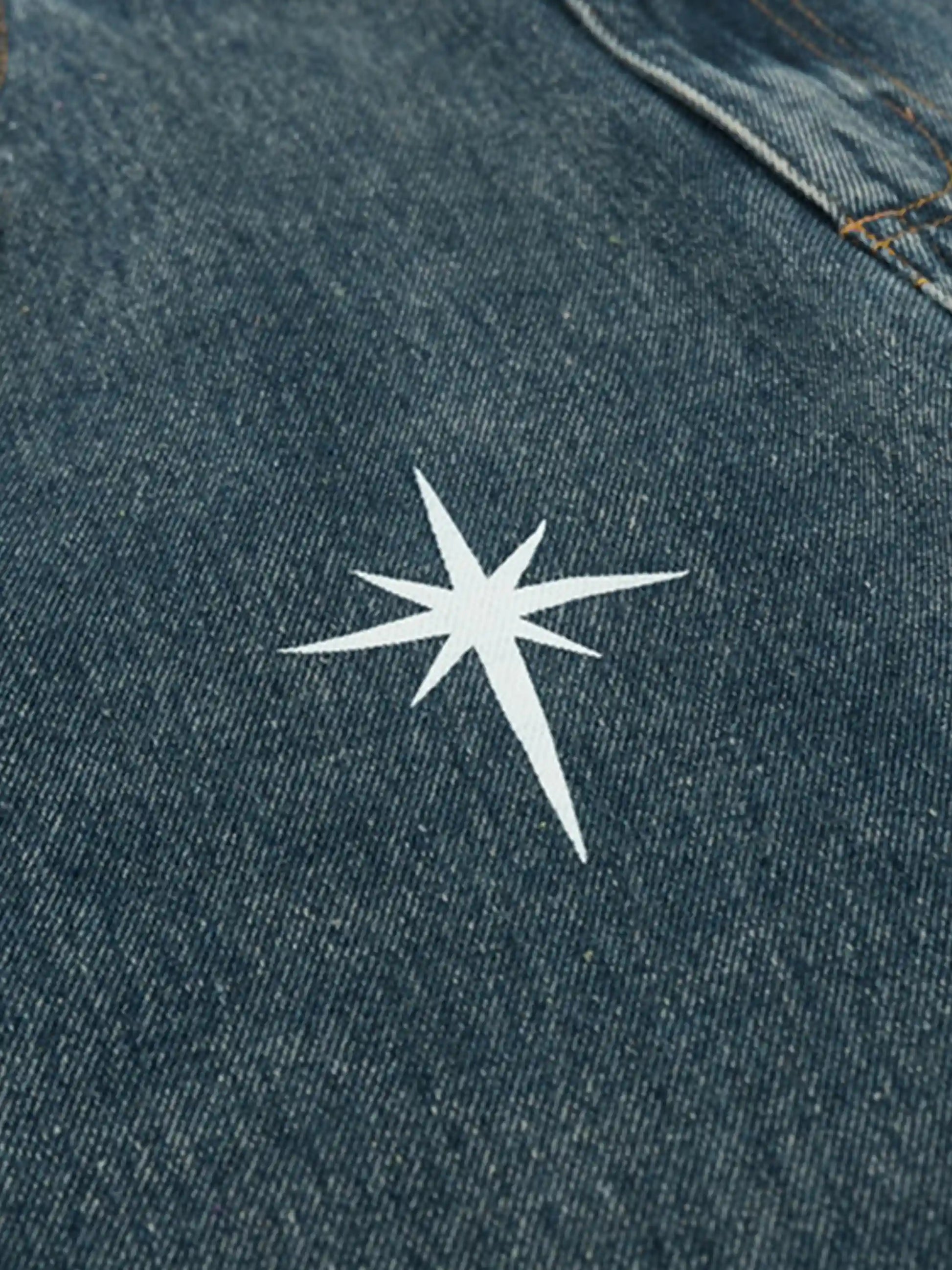Polaris Print Washed Straight Jeans