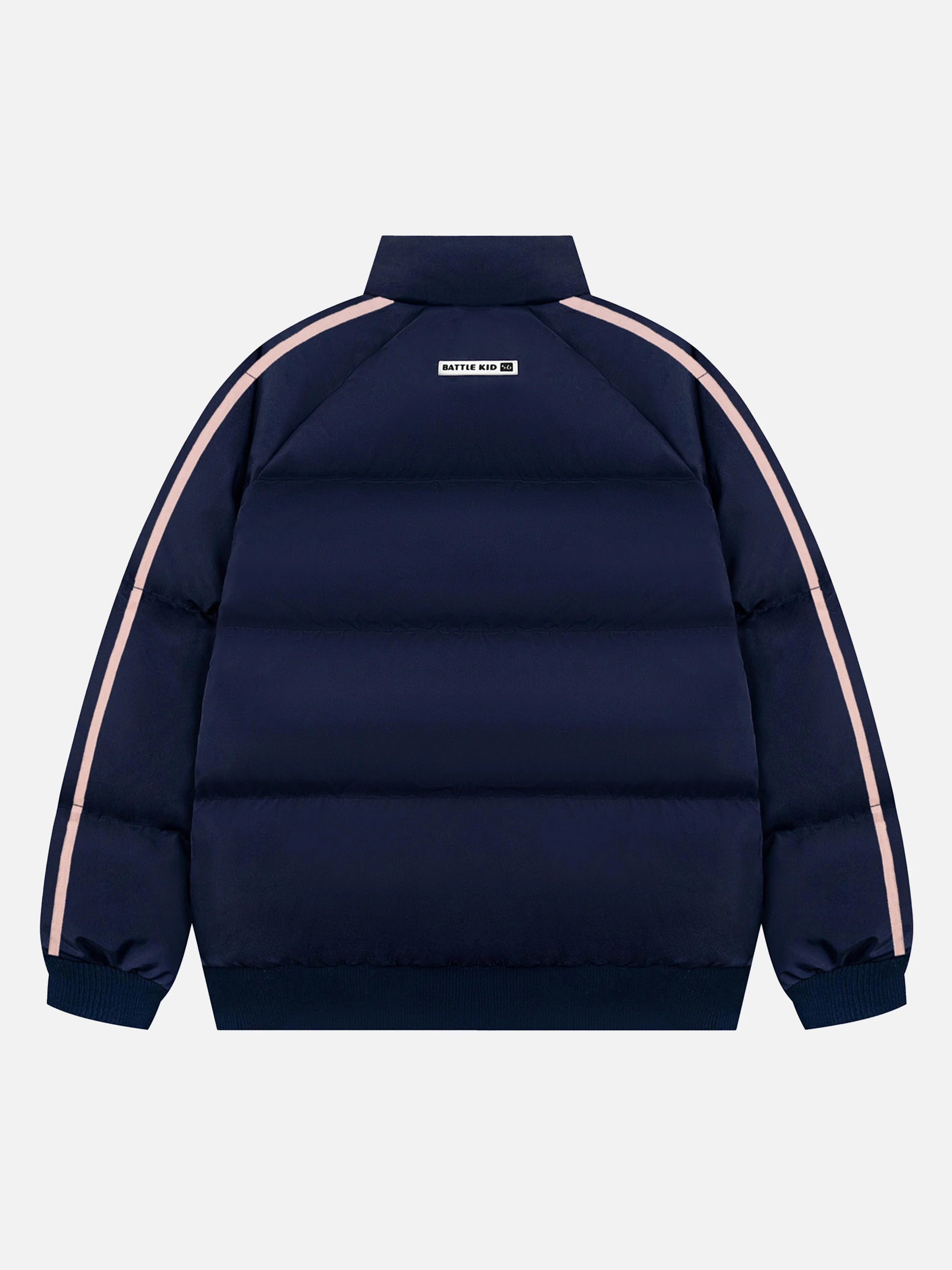 Vintage Sports Striped Stand Collar Coat