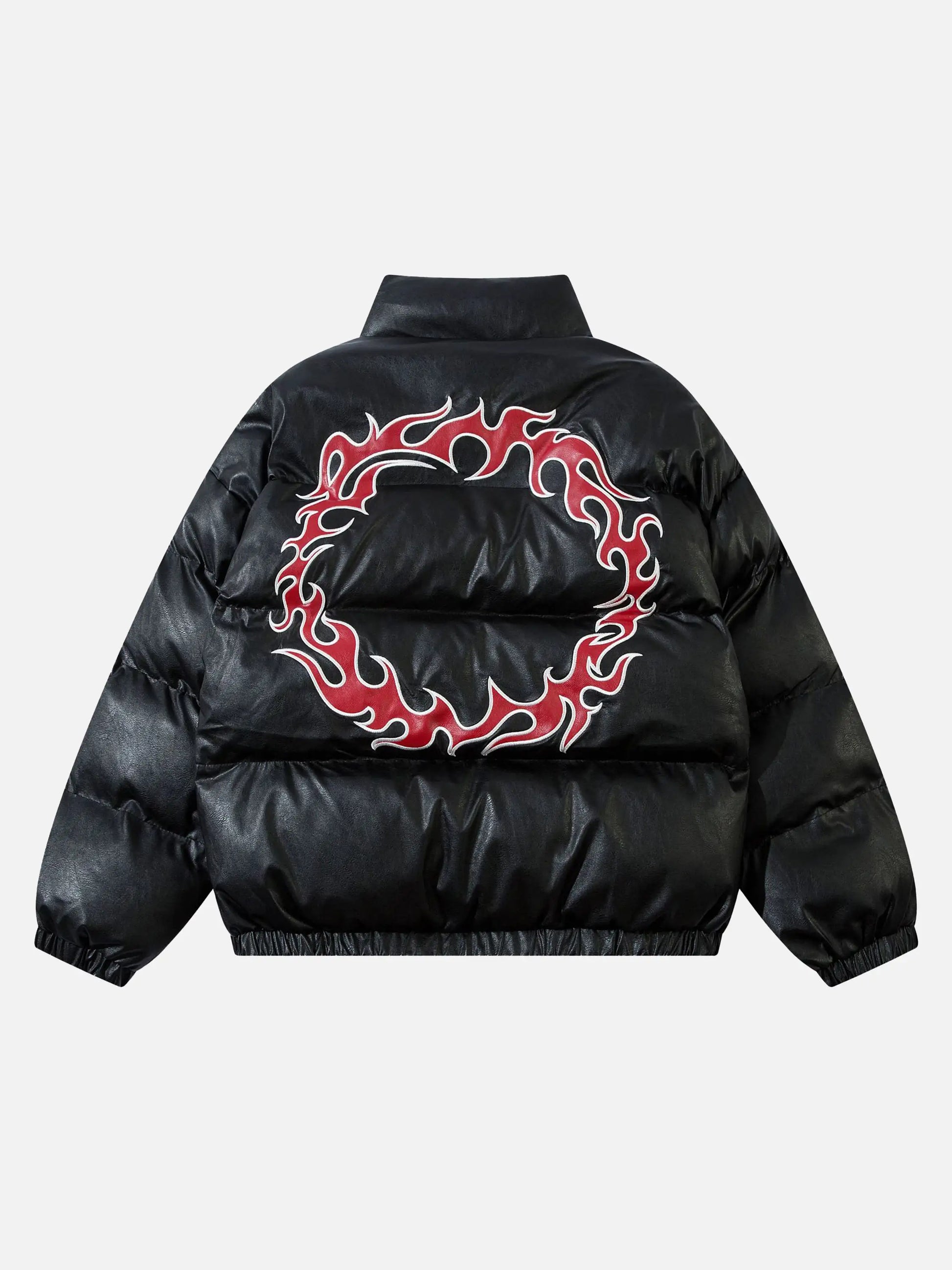 Flame PU Leather Zip-up Jacket