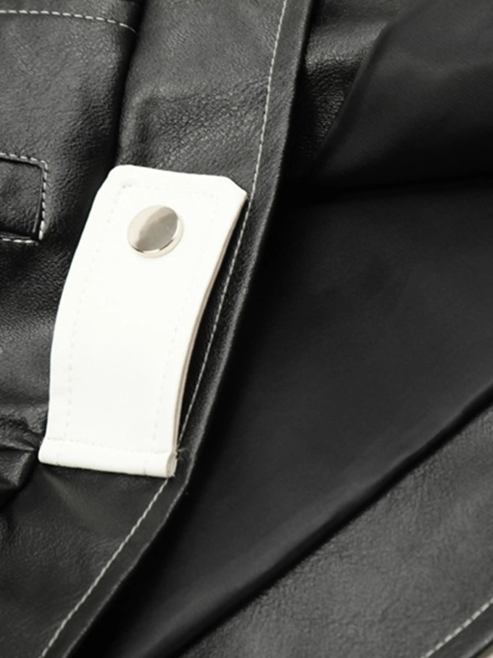 Racing PU Stand Collar Croppped Jacket