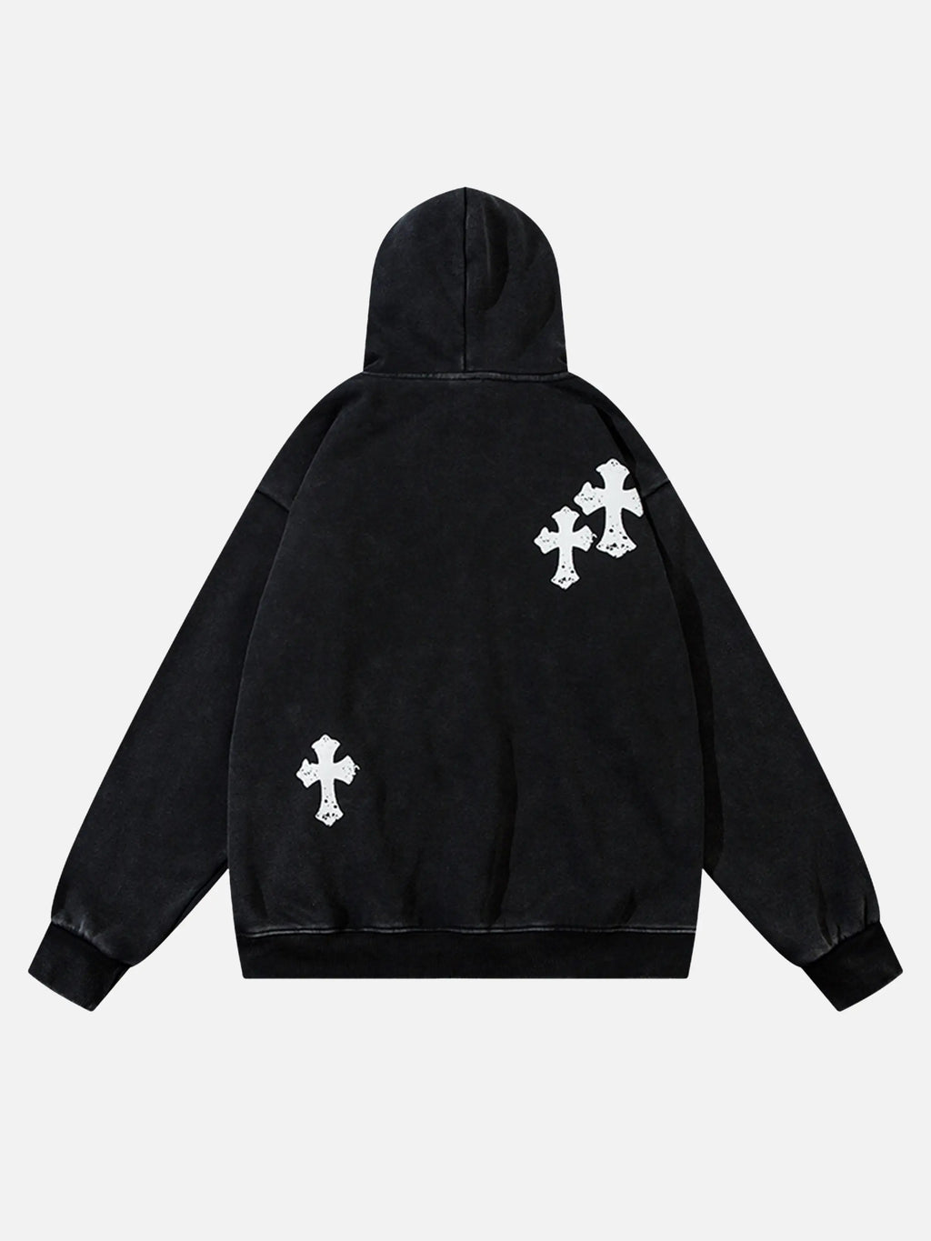 Vintage Cross Print Washed Hoodie