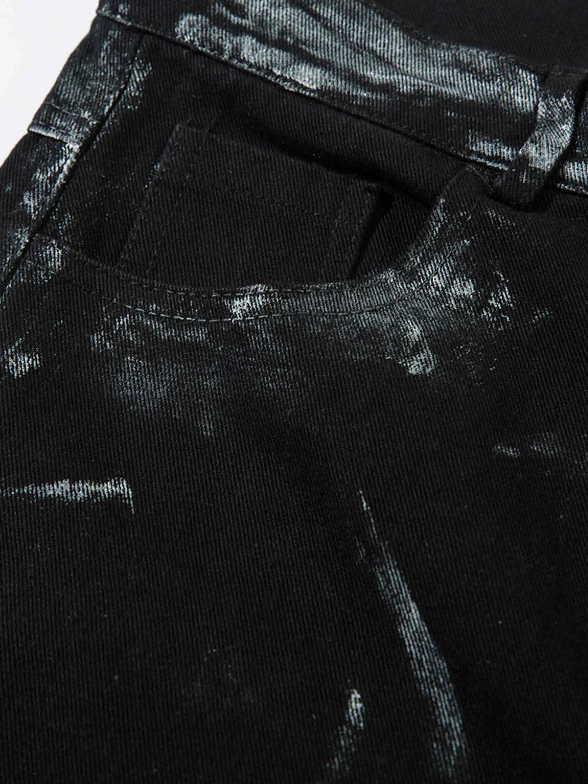 Disguisen Vintage Painted Wide-leg Pleated Jeans