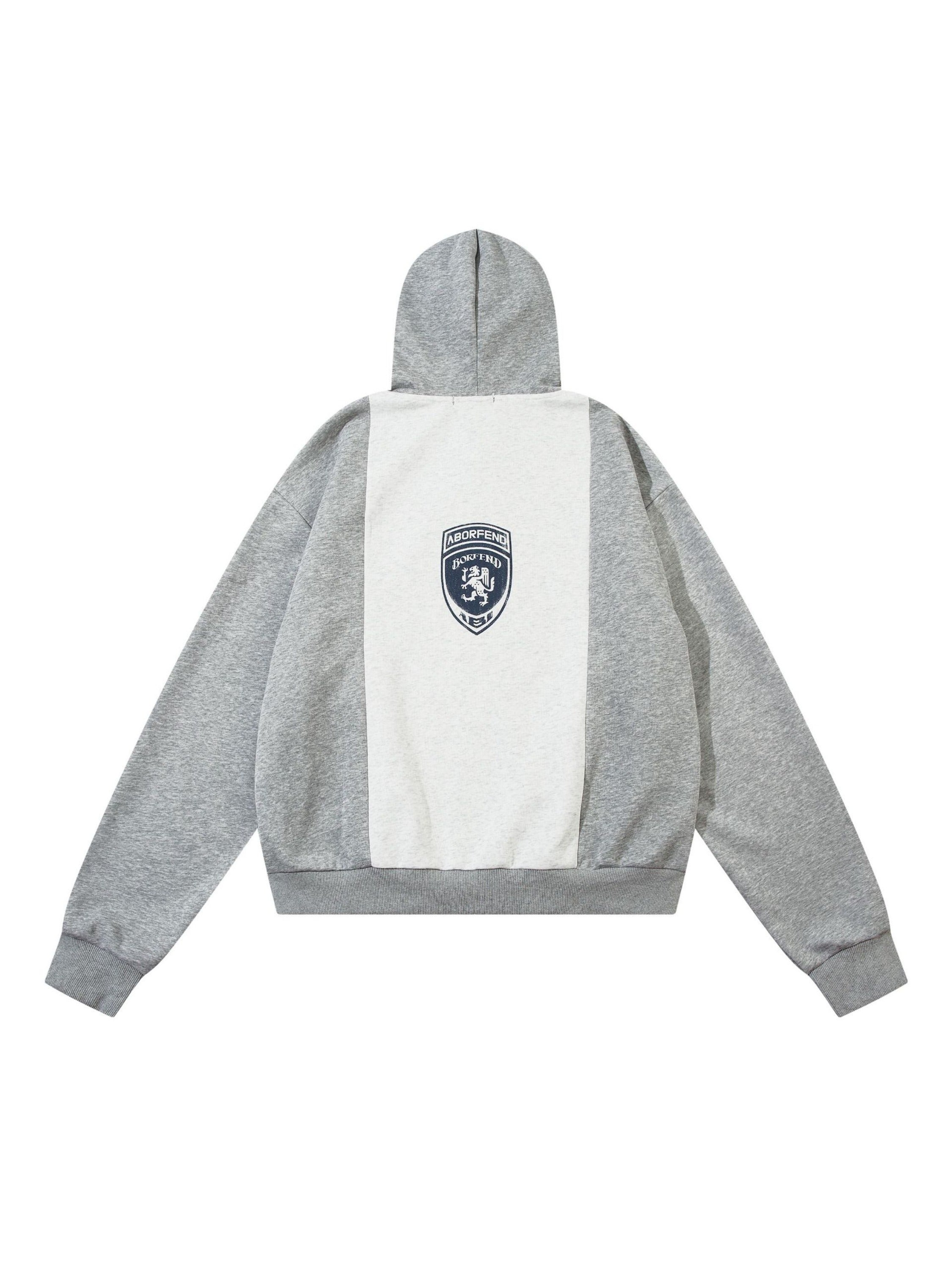 Academic Style Assembled Color Blocking Hoodie