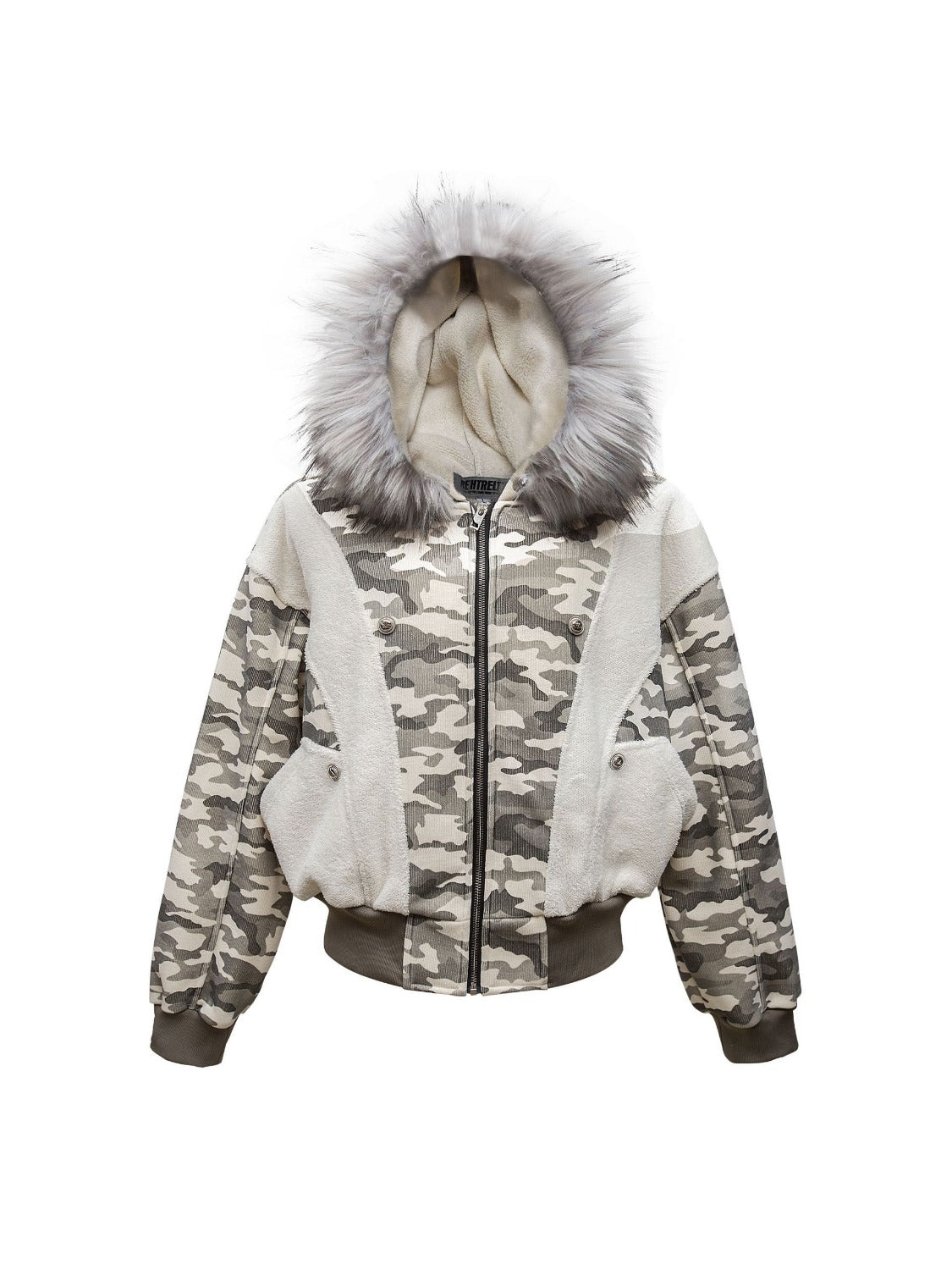 Vintage Camouflage Collision Color Assemble Coat