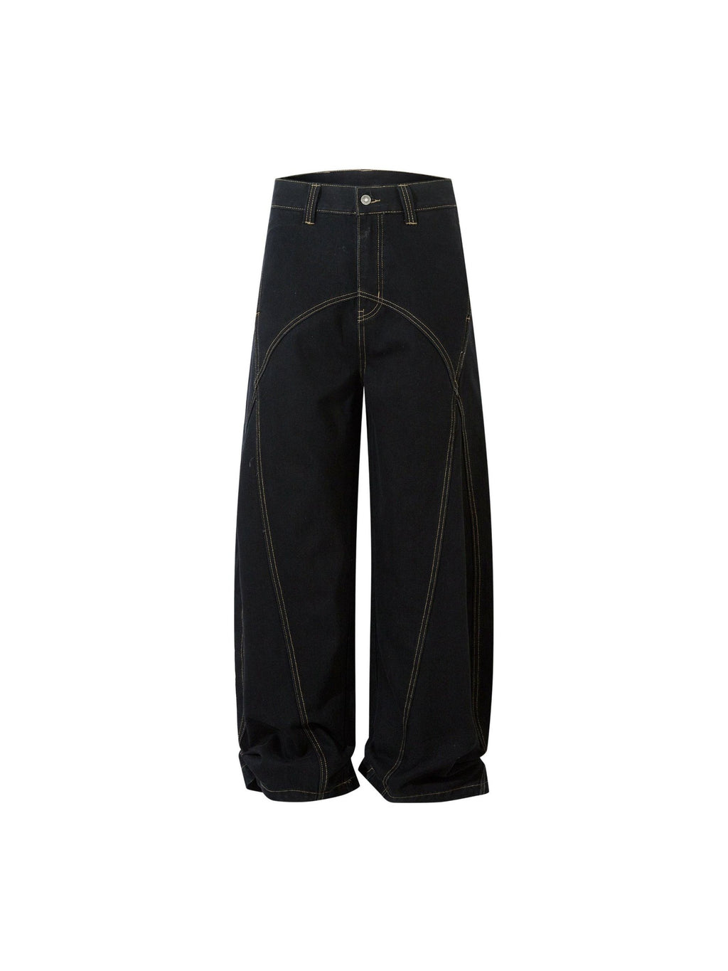 Topstitched wide-leg Black Jeans