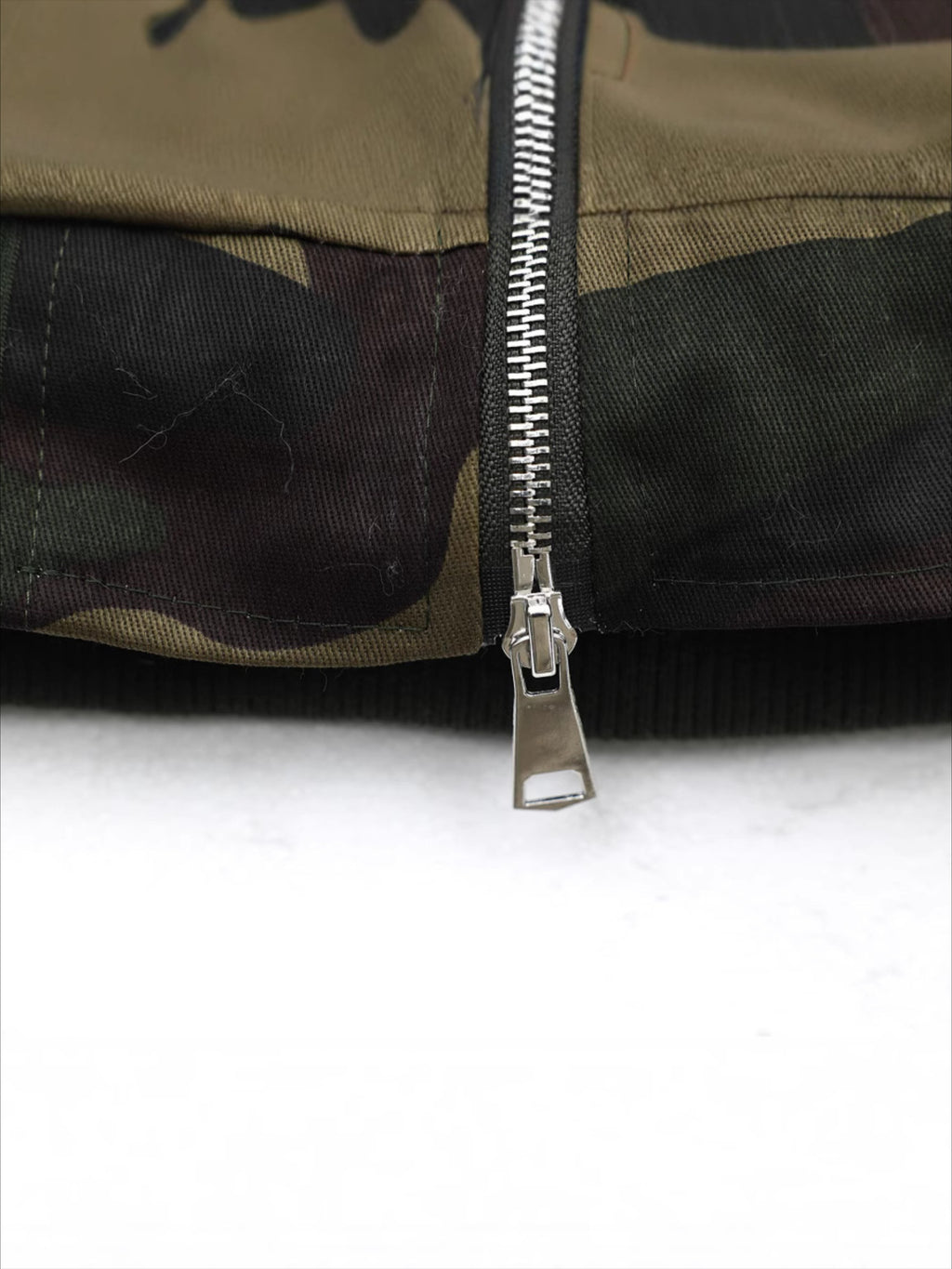 Vintage Camouflage Fur Collar Detachable Jacket
