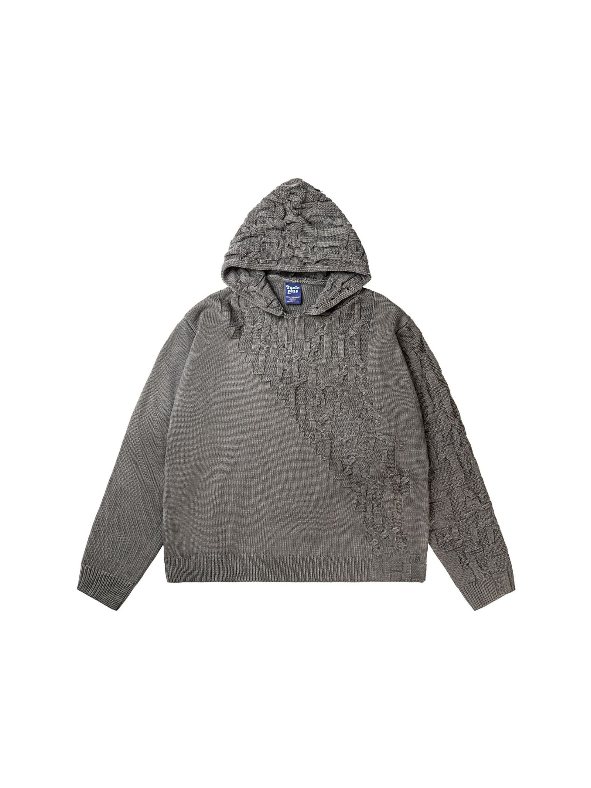 Vintage Asymmetric Woven Knit Hoodie