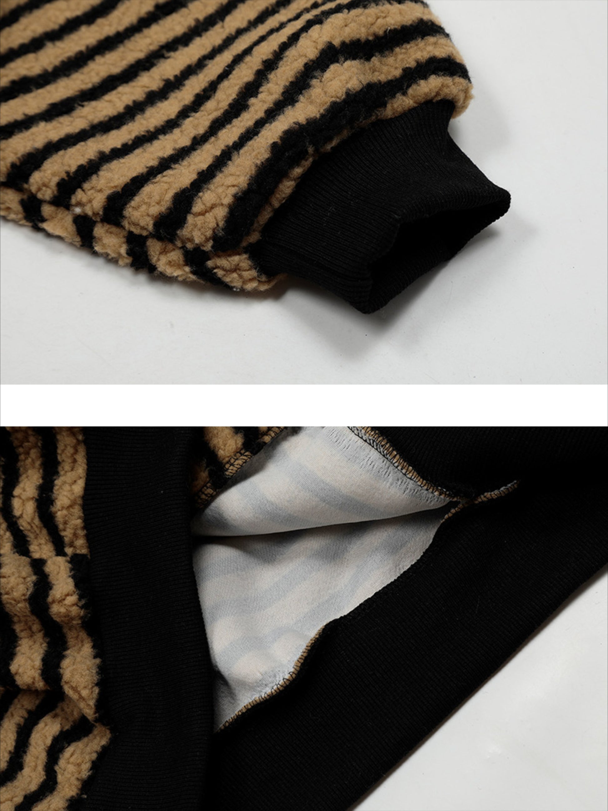 Puppy Patch Embroidered Striped Zip-Up Hoodie