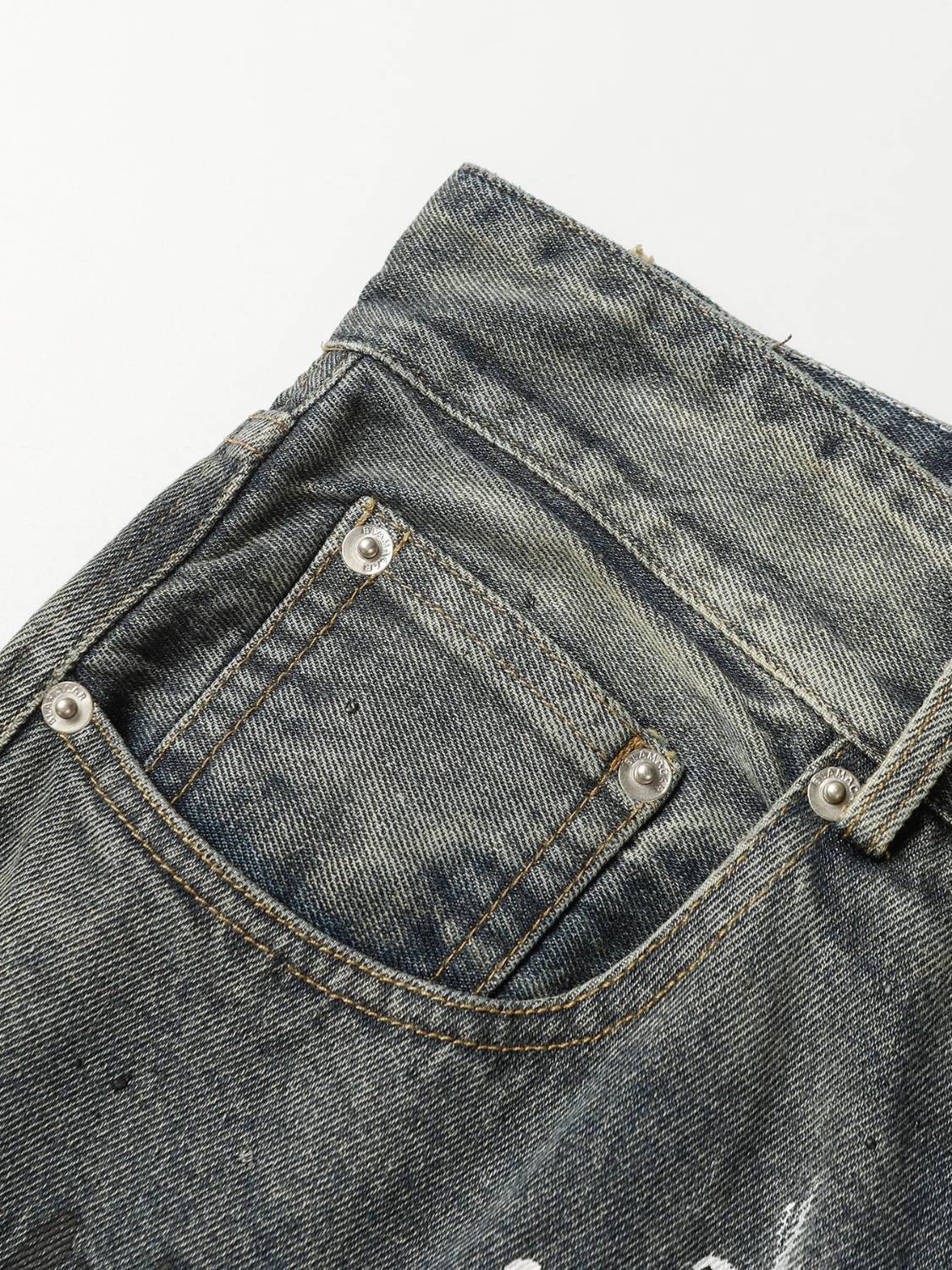 Washed Dirty Graffiti Jeans