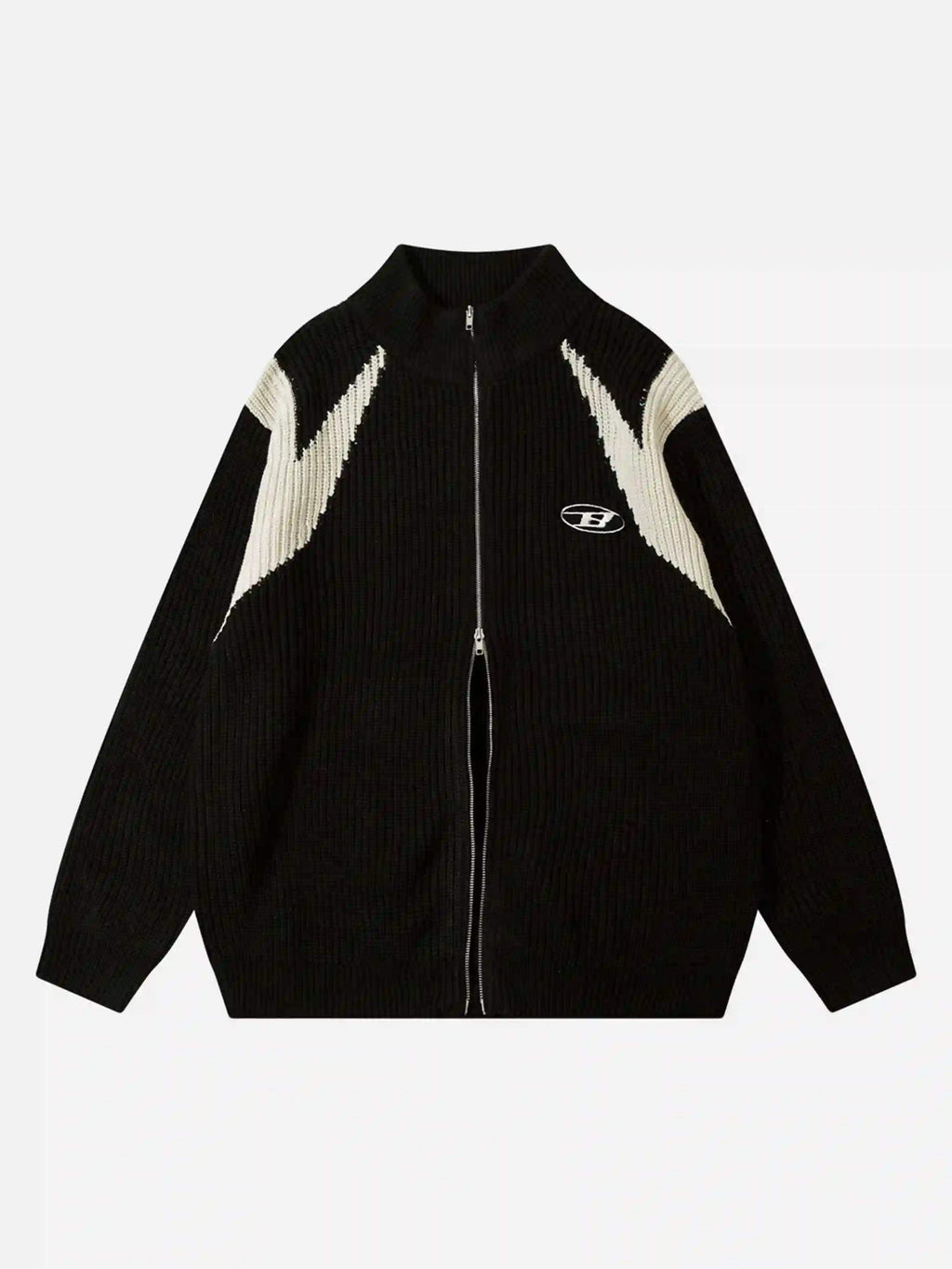 Disguisen American Style Color Blocking Zipper Cardigan