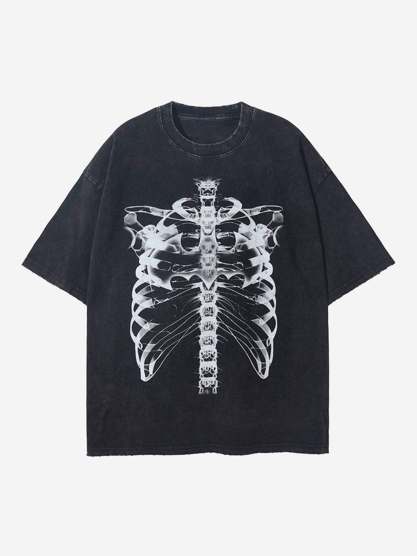 Disguisen Loose Retro Ribbed Print Washed T-shirt