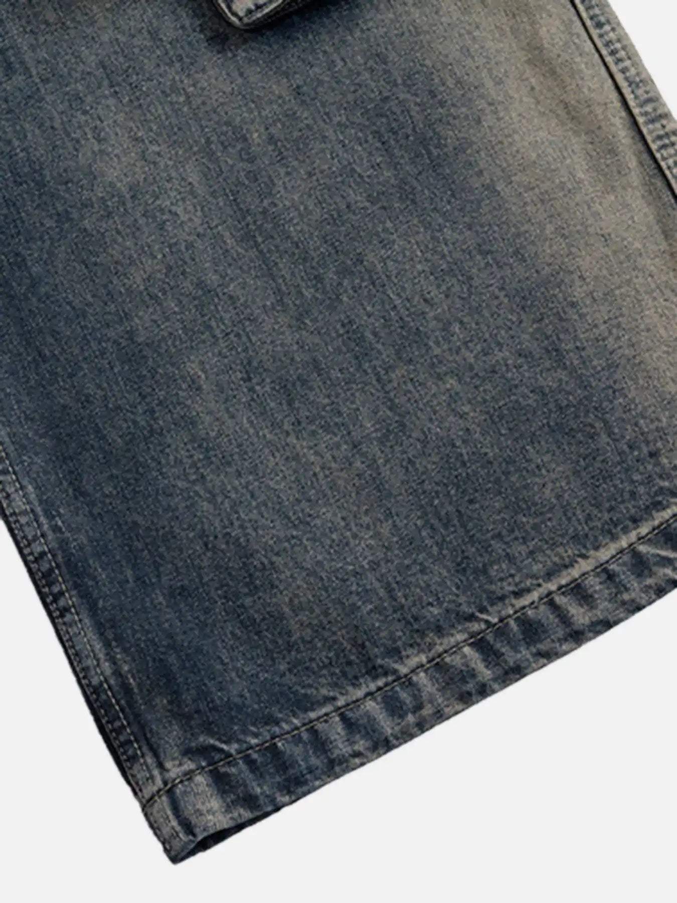 Disguisen Wide Leg Multi-Pocket Straight Leg Loose Jeans-4433
