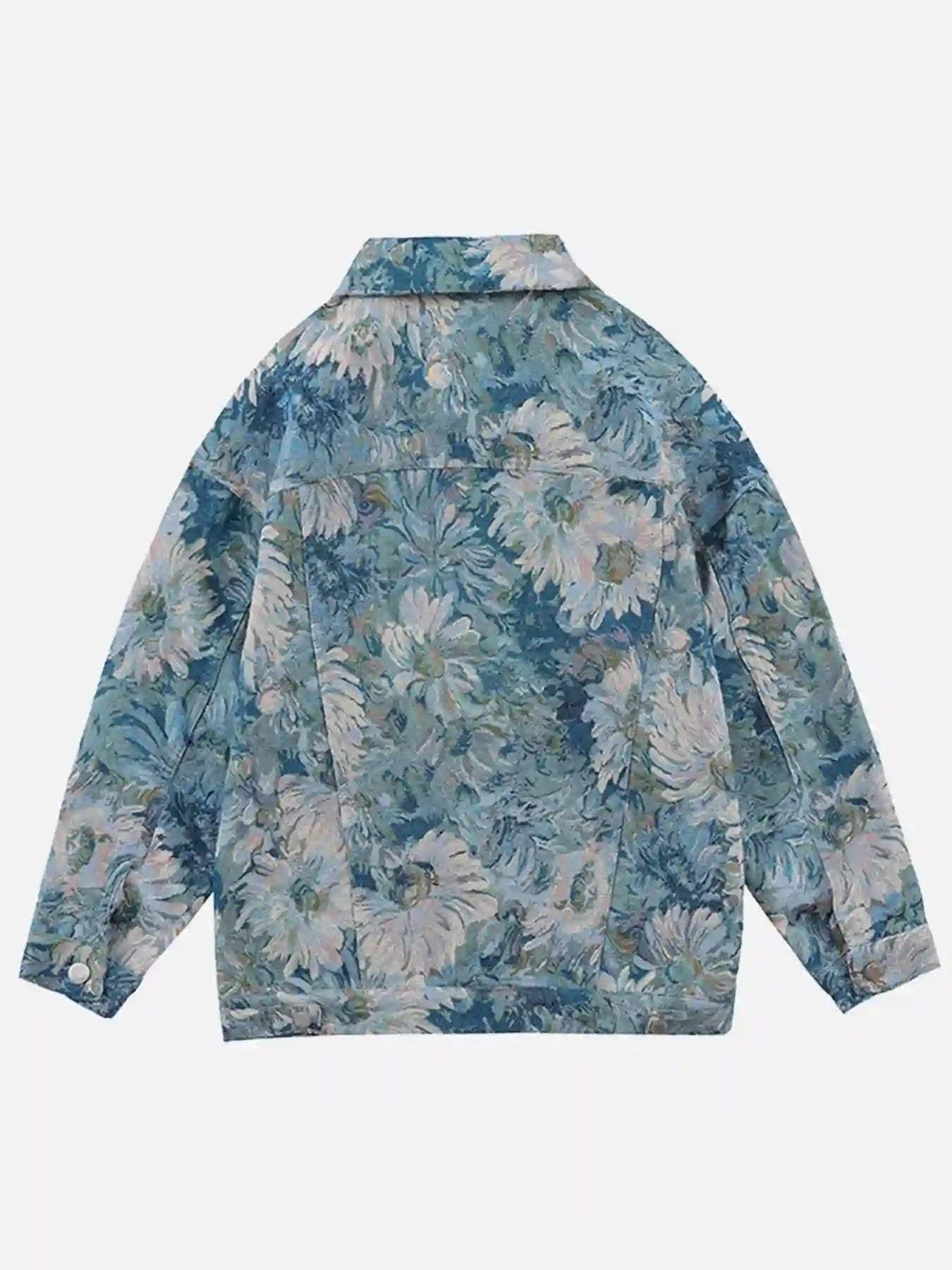 Disguisen Oil Painting Jacquard Flower Denim Jacket