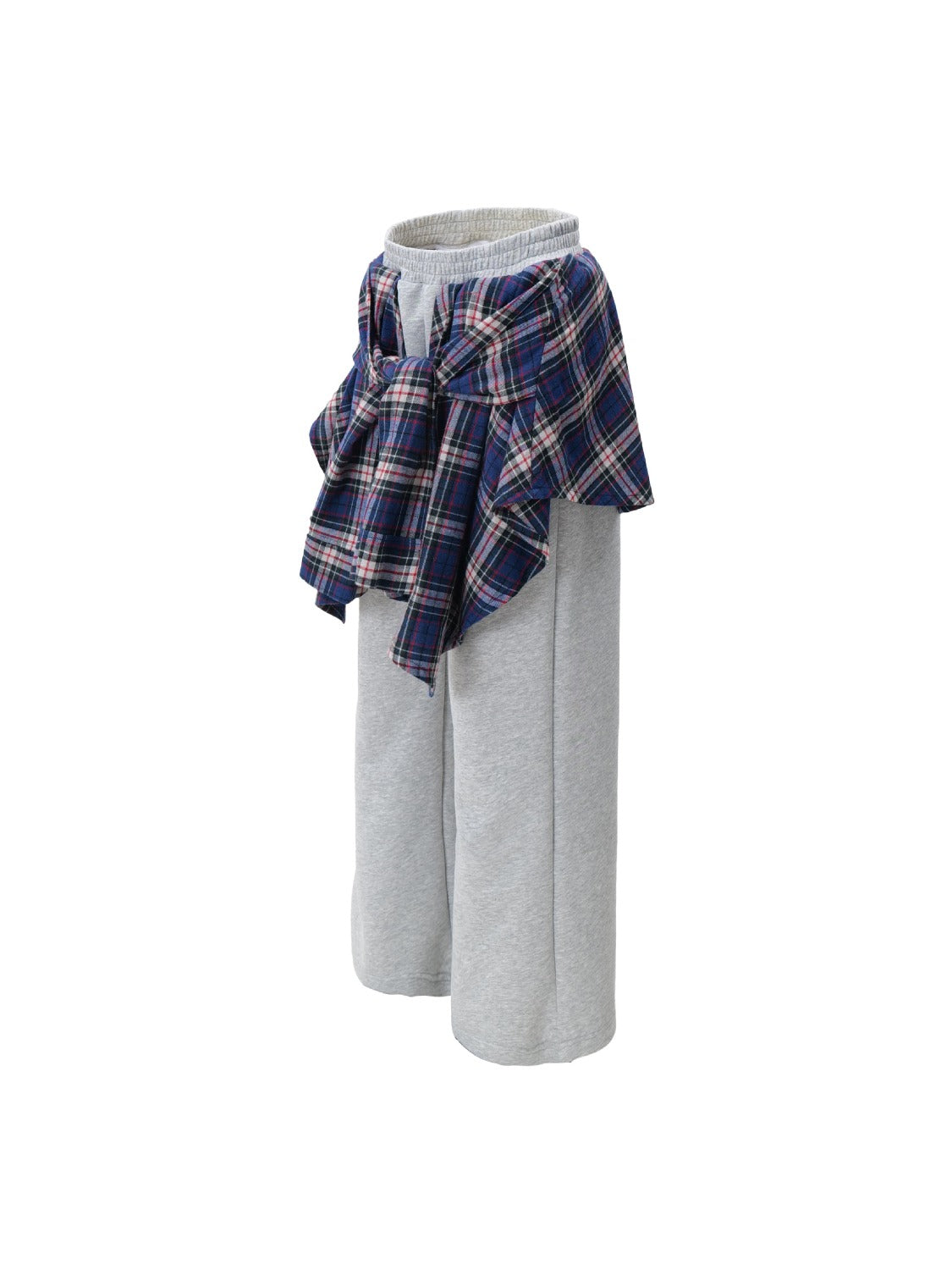 Patchwork Plaid Fake Two-piece Sweatpants