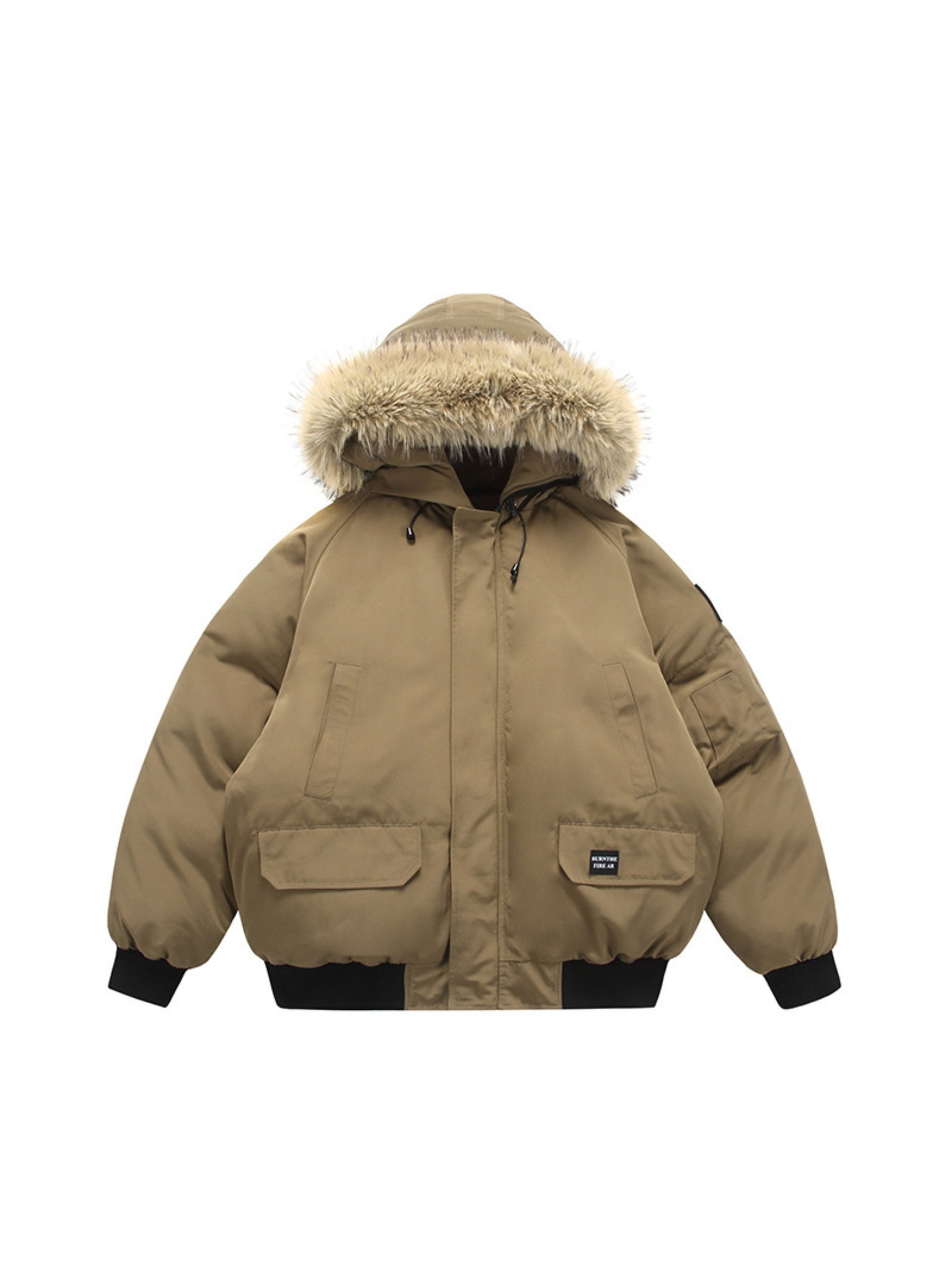 Retro Simple Fur Collar Parka Coat