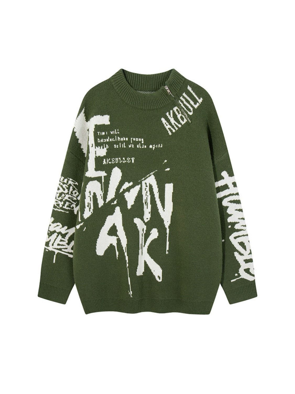 Street Letter Graffiti Jacquard Sweater