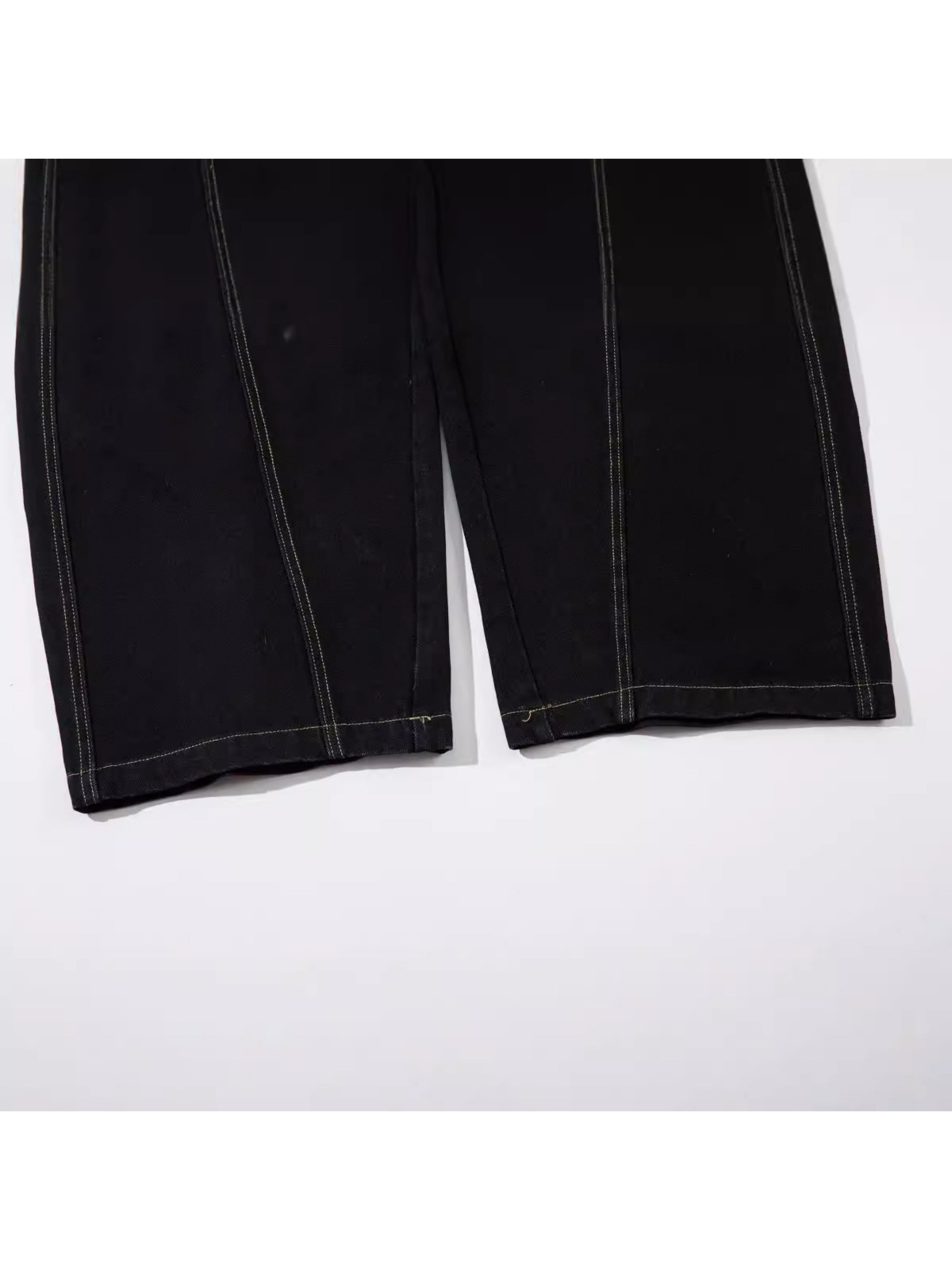 Topstitched wide-leg Black Jeans