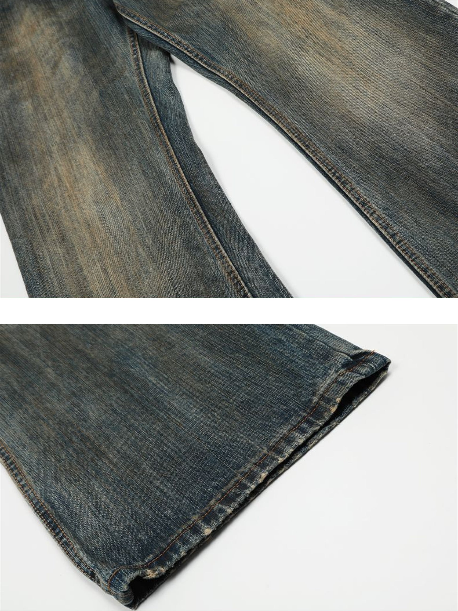 Bamboo Texture Flared Jeans