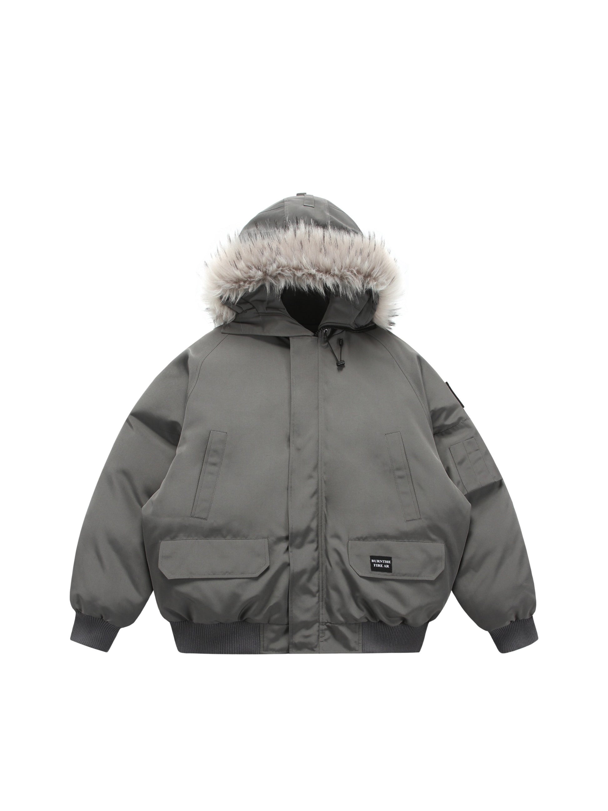 Retro Simple Fur Collar Parka Coat