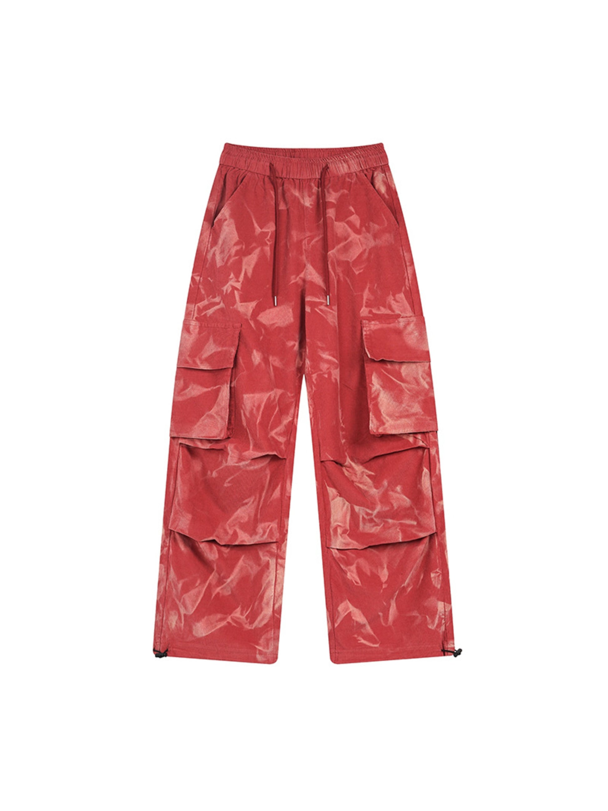 Tie-dye Pleated Corduroy Multi-pocket Pants