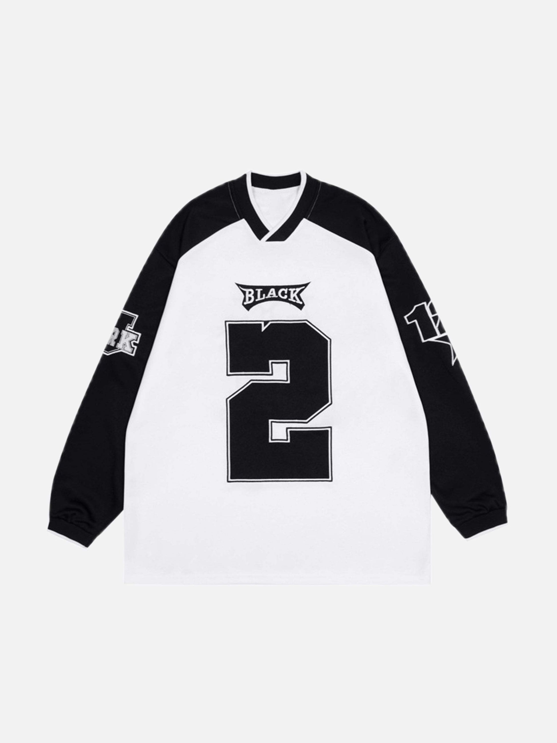 Disguisen V-neck Digital Fabric Embroidered Long Sleeve Sweatshirt