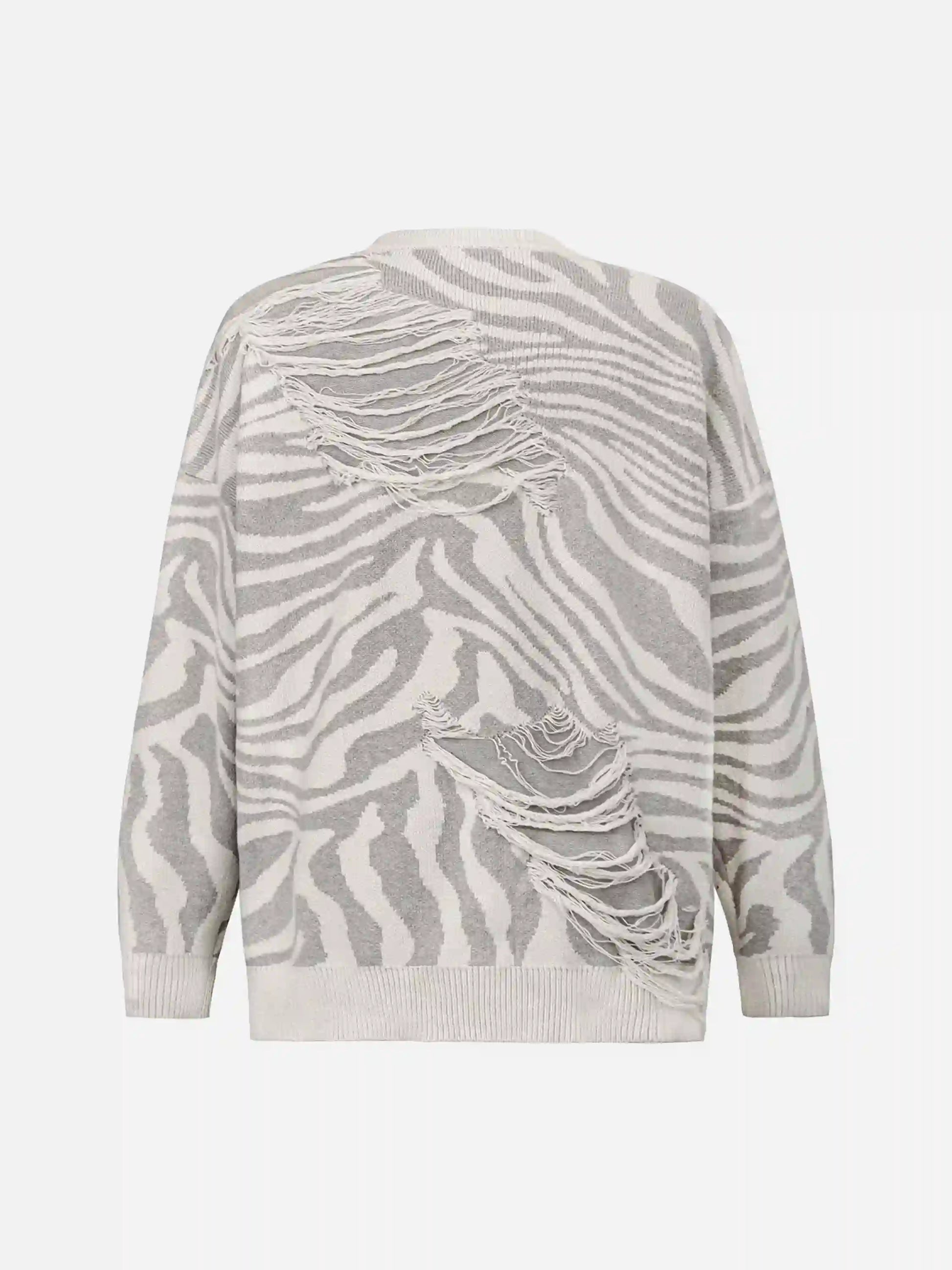 Disguisen Ripped Zebra Pattern Sweater