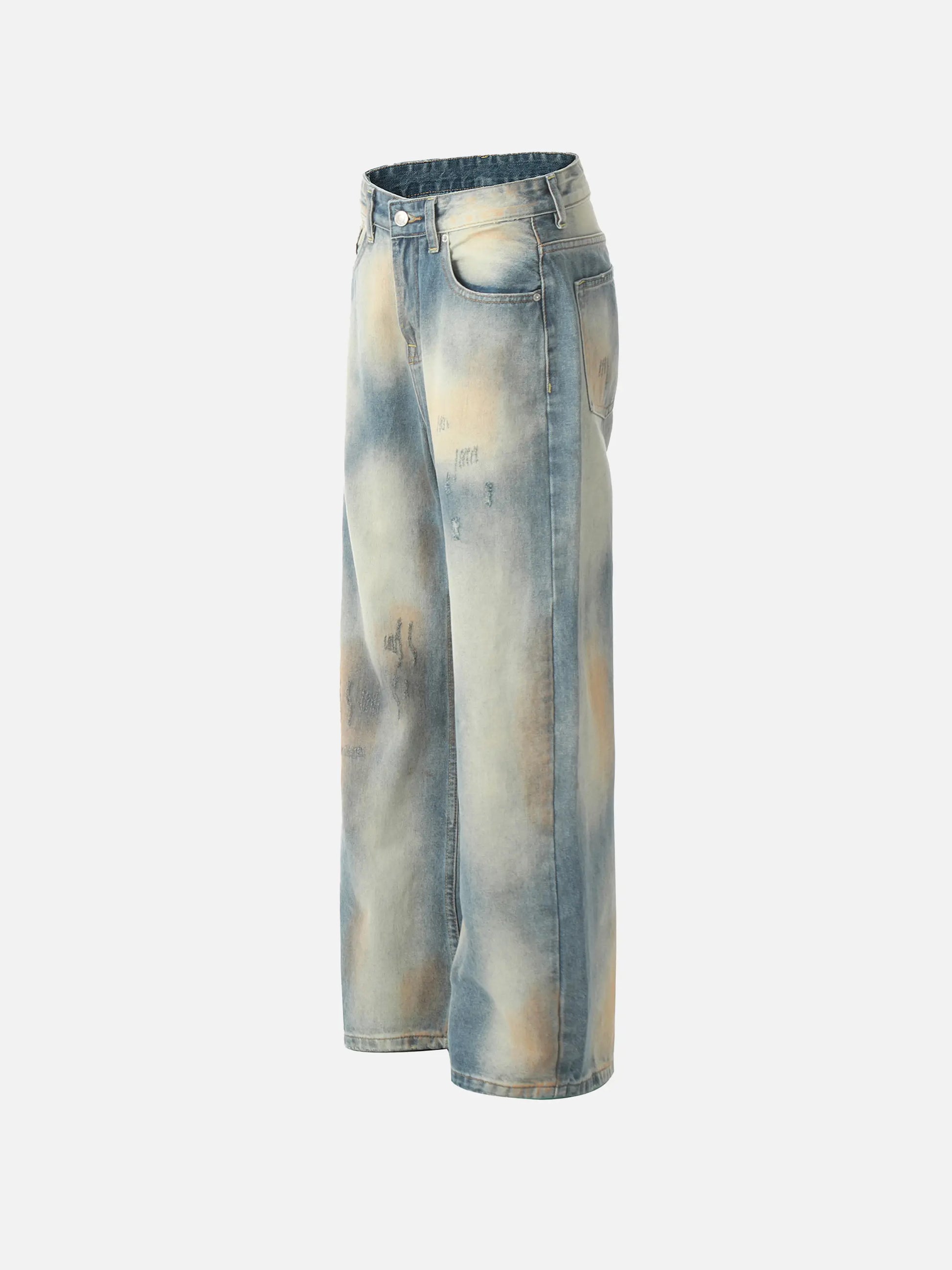Vintage Distressed Dyed Straight Jeans