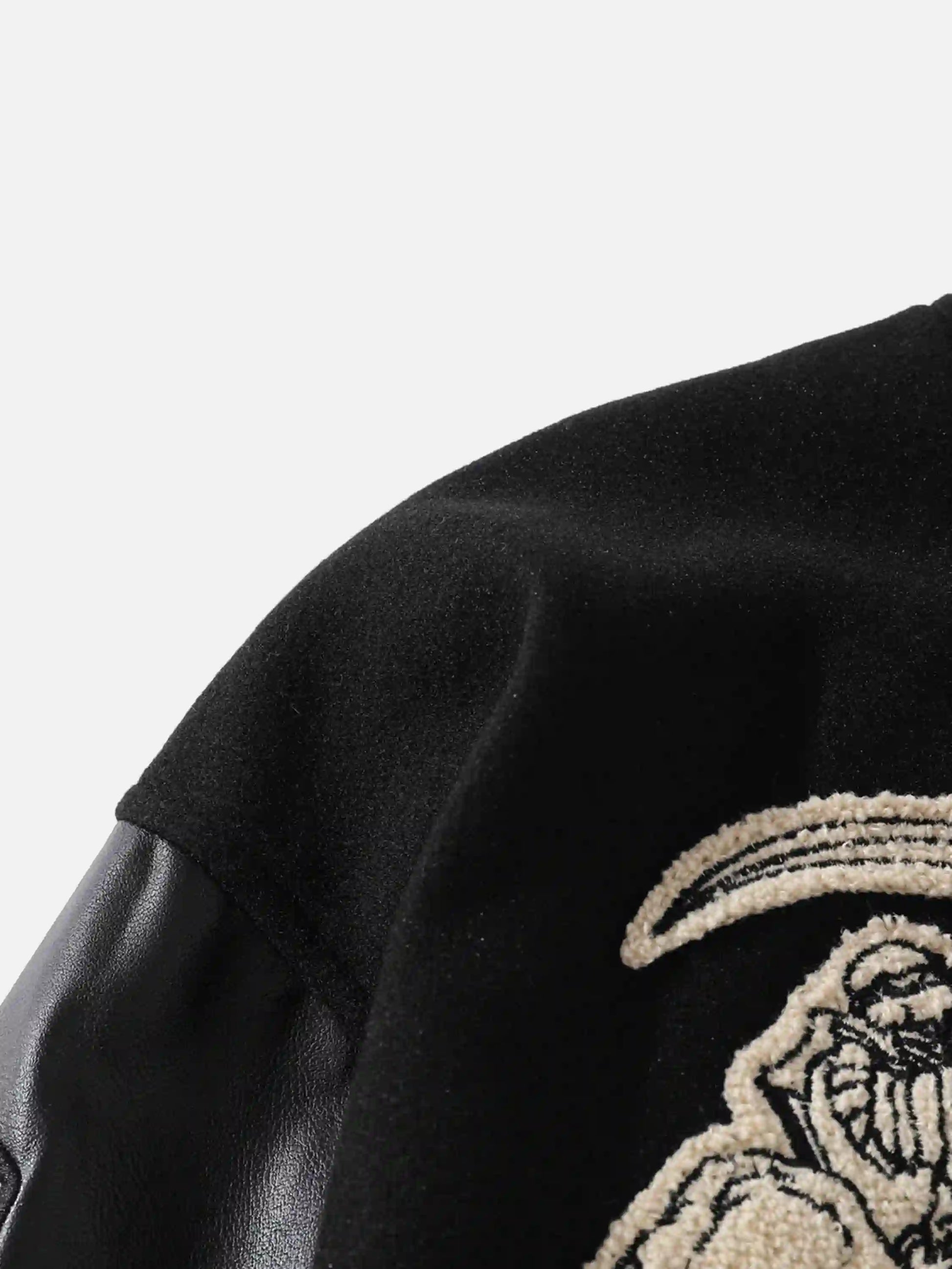 Skull Sickle Embroidered PU Splicing Jacket