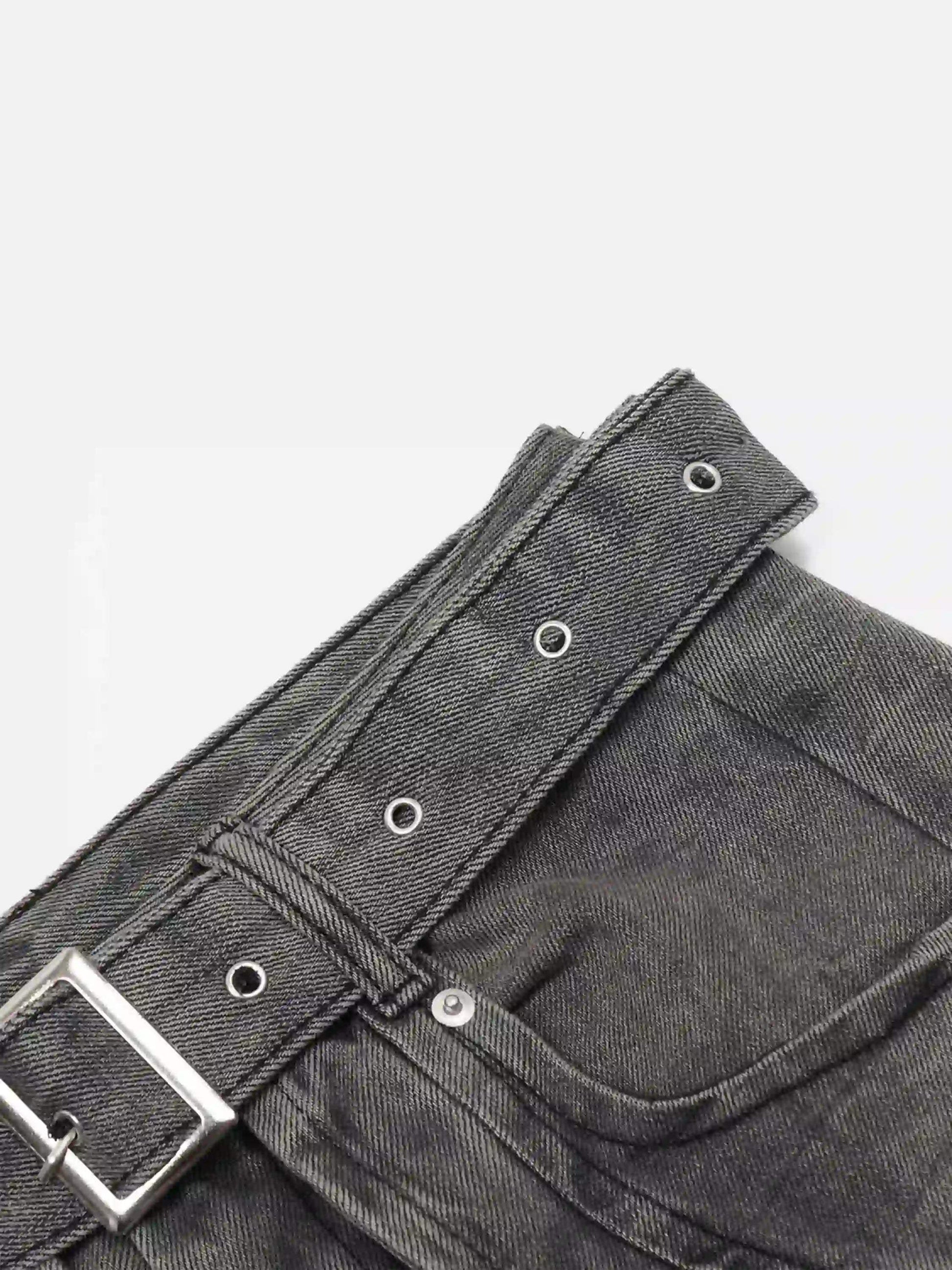 Disguisen Distressed Punk Jeans With Metal Belt