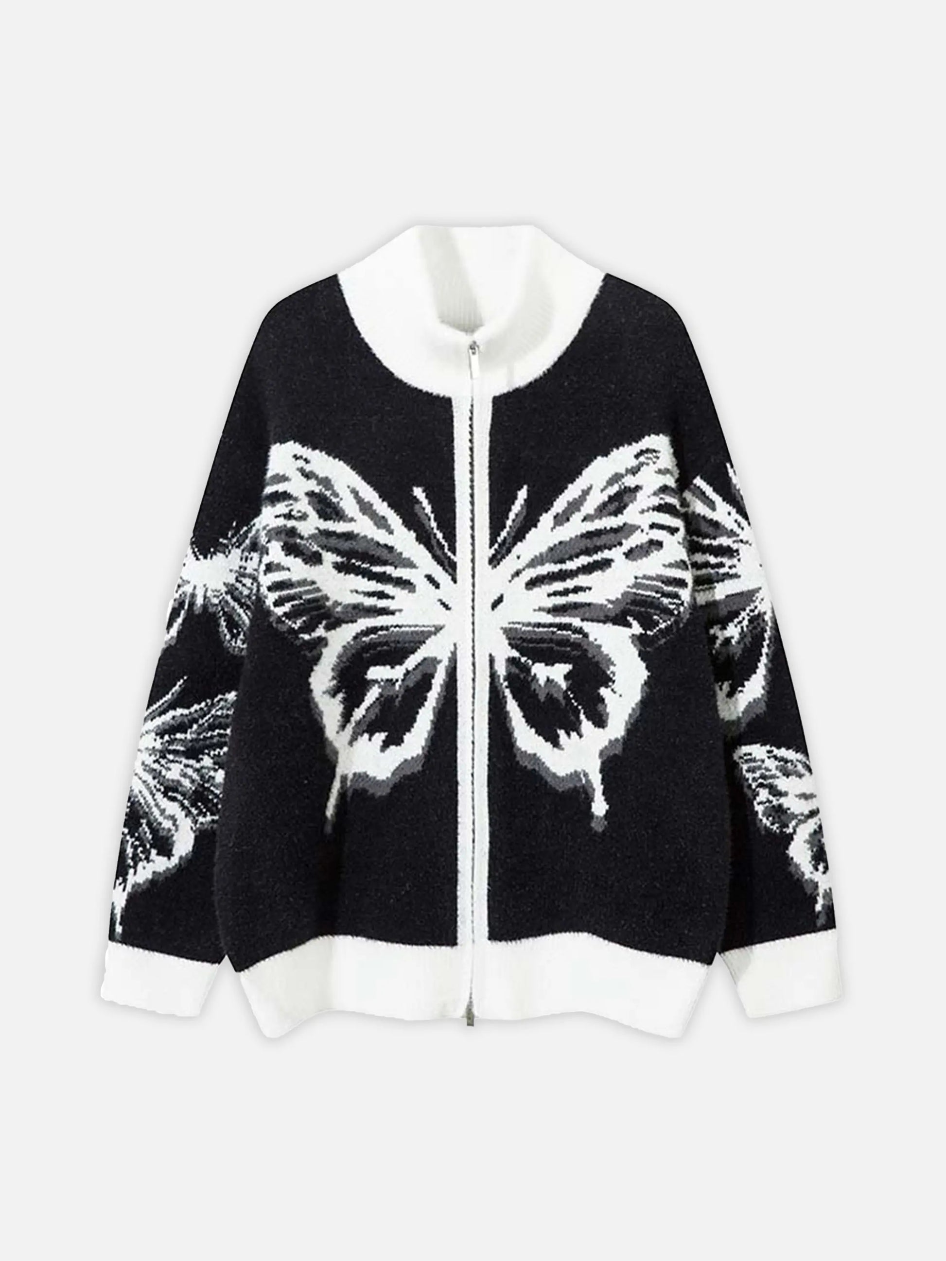 Hand-Painted Butterfly Mohair Jacquard Cardigan