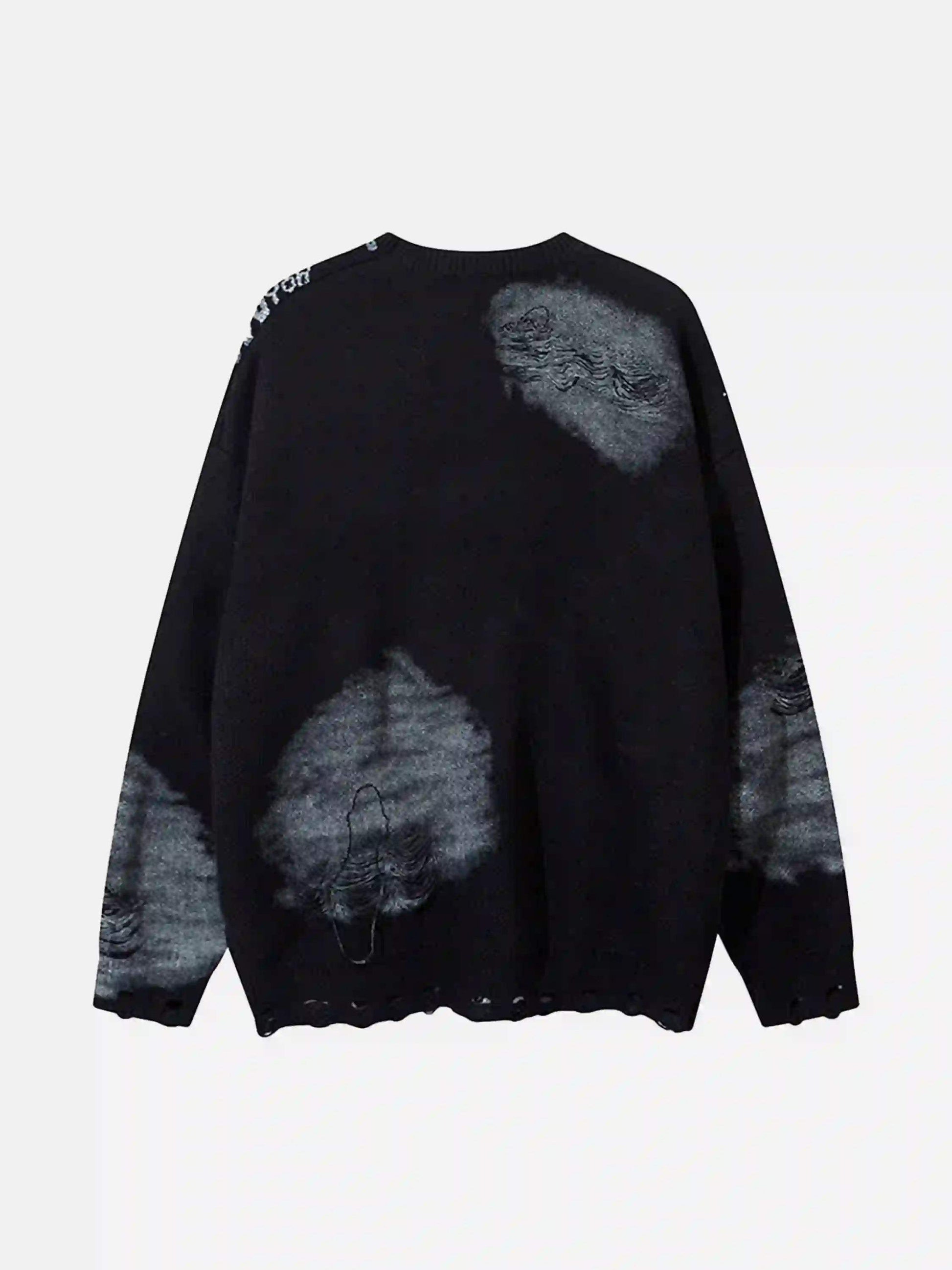 Disguisen High Street Spray Painted Distressed Dirty Chain Round Neck Sweater