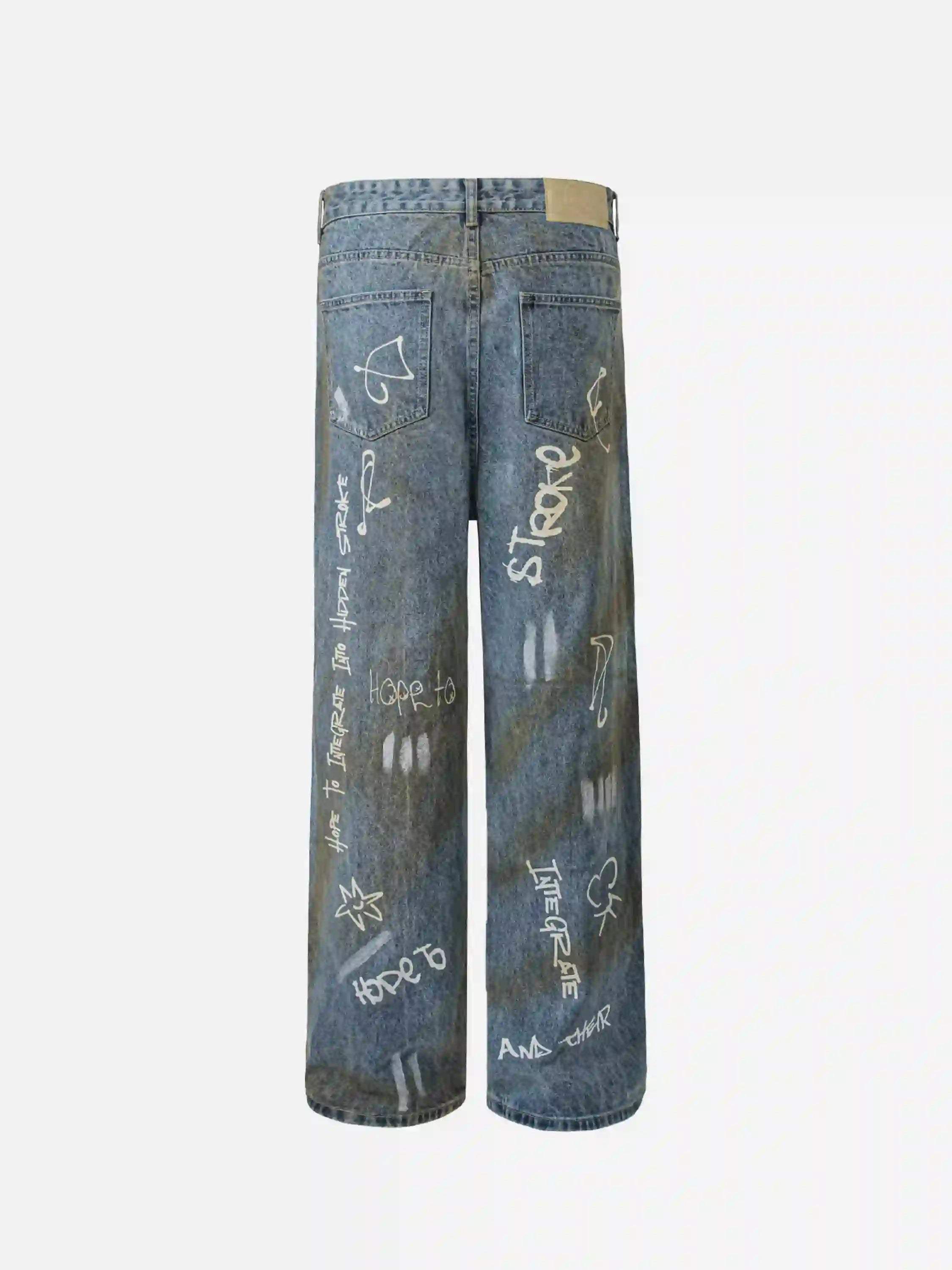 Disguisen Hip-Hop Graffiti Distressed Jeans